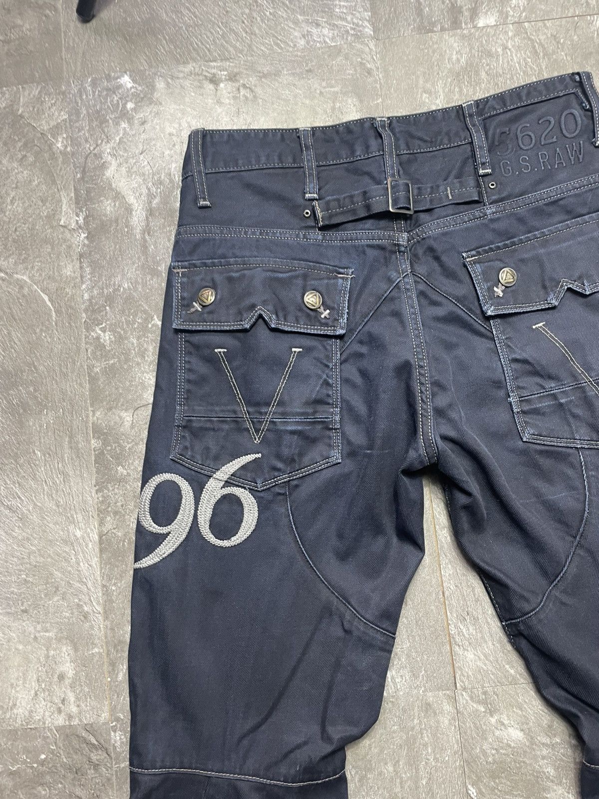 G-Star × Japanese Brand × Vintage Vintage Gstar Raw 96 Jeans Big Logo Baggy Streetwear Y2k Size US 31 - 2 Thumbnail