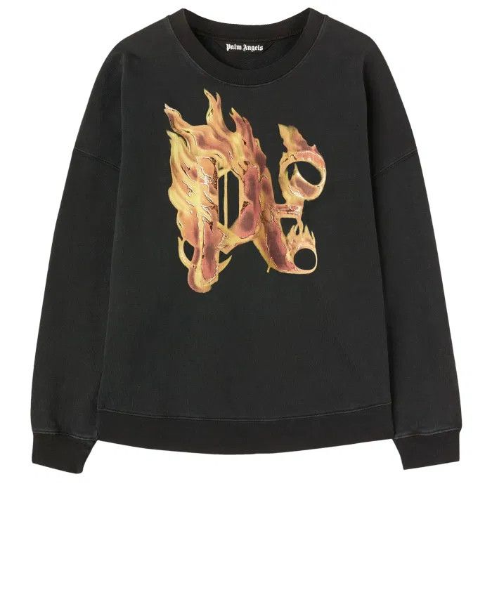 Palm Angels o1y0325 Logo Crewneck Sweatshirt in Black Size US L / EU 52-54 / 3 - 1 Thumbnail