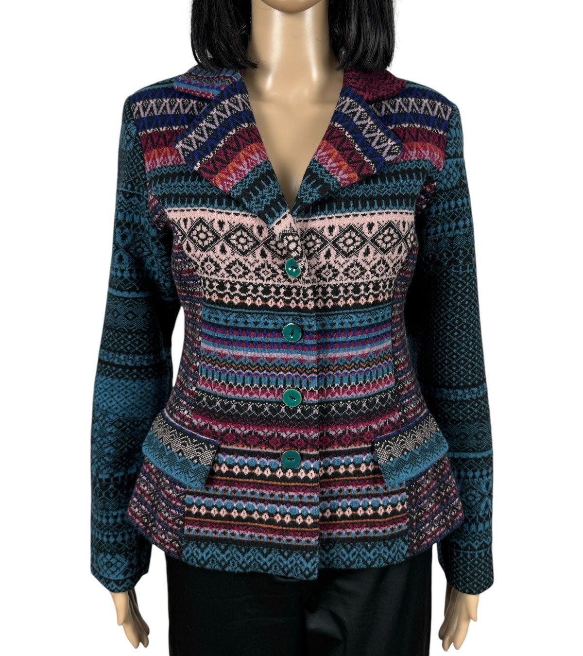 Designer Ivko Wool Coat Description Geometric Pattern size 38 Size XS / US 0-2 / IT 36-38 - 2 Thumbnail