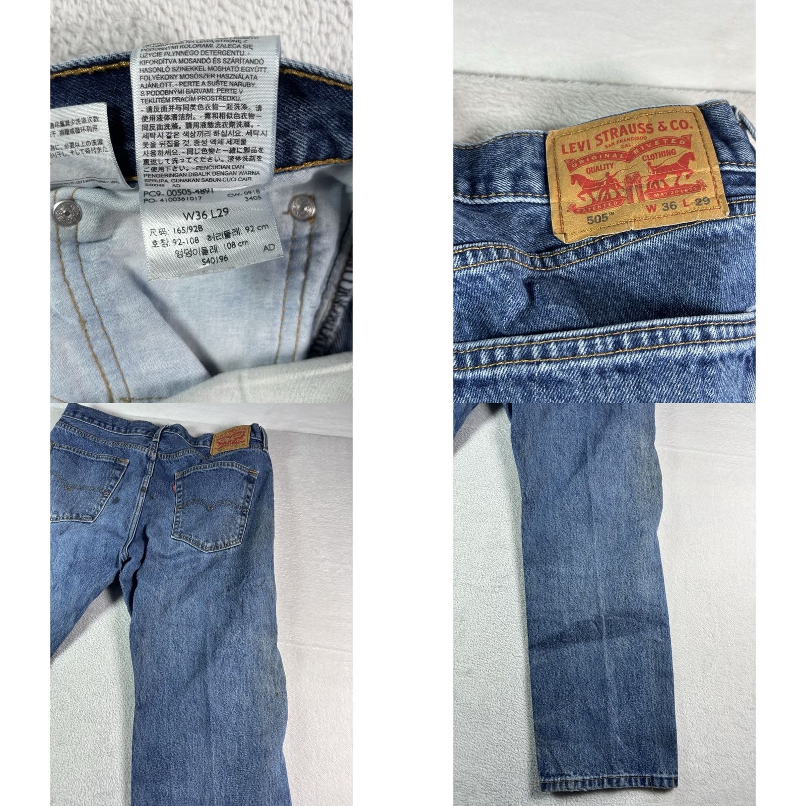 Levi's Levi's 505 Jeans Men's 36x29 Straight Leg Medium Wash Denim Workwear Cotton Jeans Regular Vintage: No Logo Button Zipper 5-Pocket 90s USA Cowboy Size US 36 / EU 52 - 8 Thumbnail
