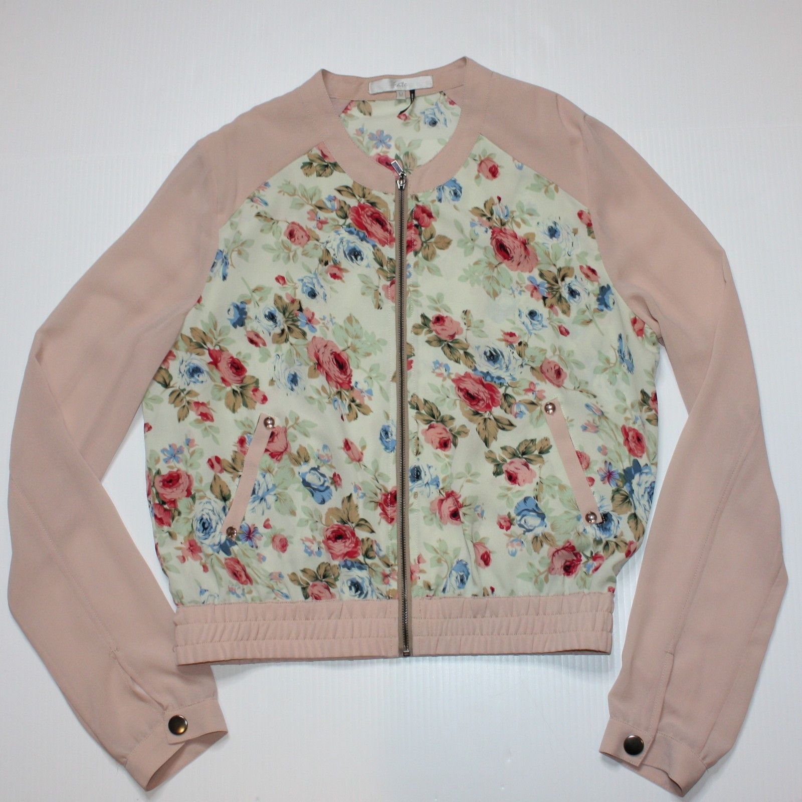 Other Fate Varsity Blooms Blush Floral Print Bomber Jacket Size M / US 6-8 / IT 42-44 - 8 Thumbnail