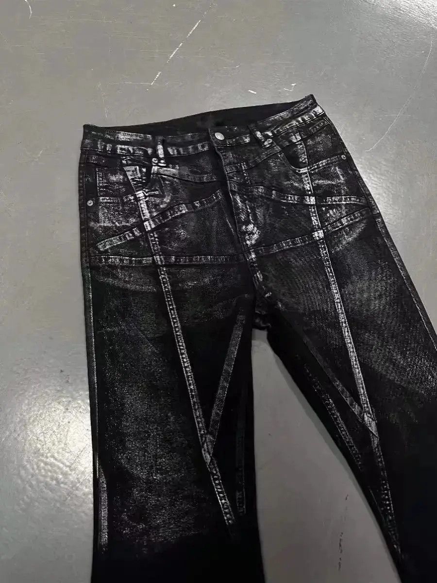 Japanese Brand Gradient Brushed Paint Aged Y2K Pentagram Micro Flare Jeans Size US 32 / EU 48 - 6 Thumbnail