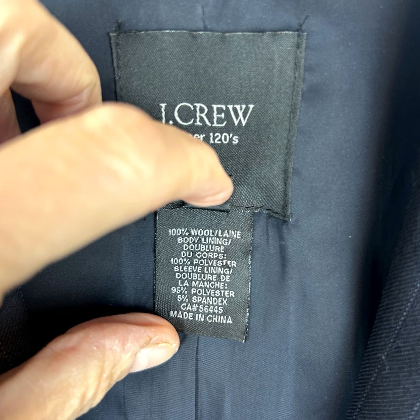 J.Crew J.CREW Blazer Womens 6 Single-Breasted Wool Pinstripe Notch Lapel Dark Blue Regular Set Jacket Office Preppy Clothes Size M / US 6-8 / IT 42-44 - 3 Thumbnail