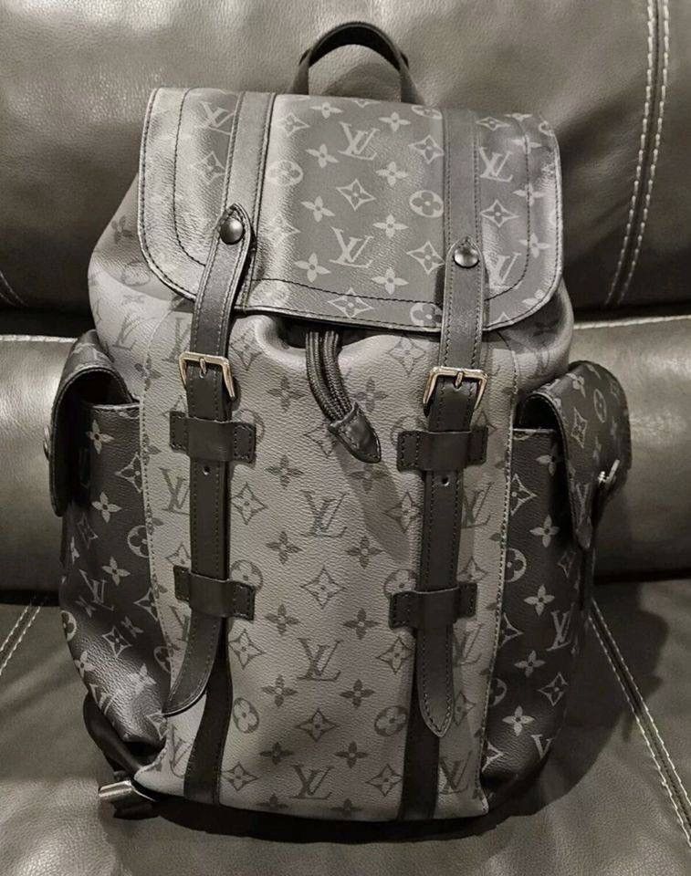 Pre-owned Louis Vuitton Christopher Eclipse Bacpack In Black