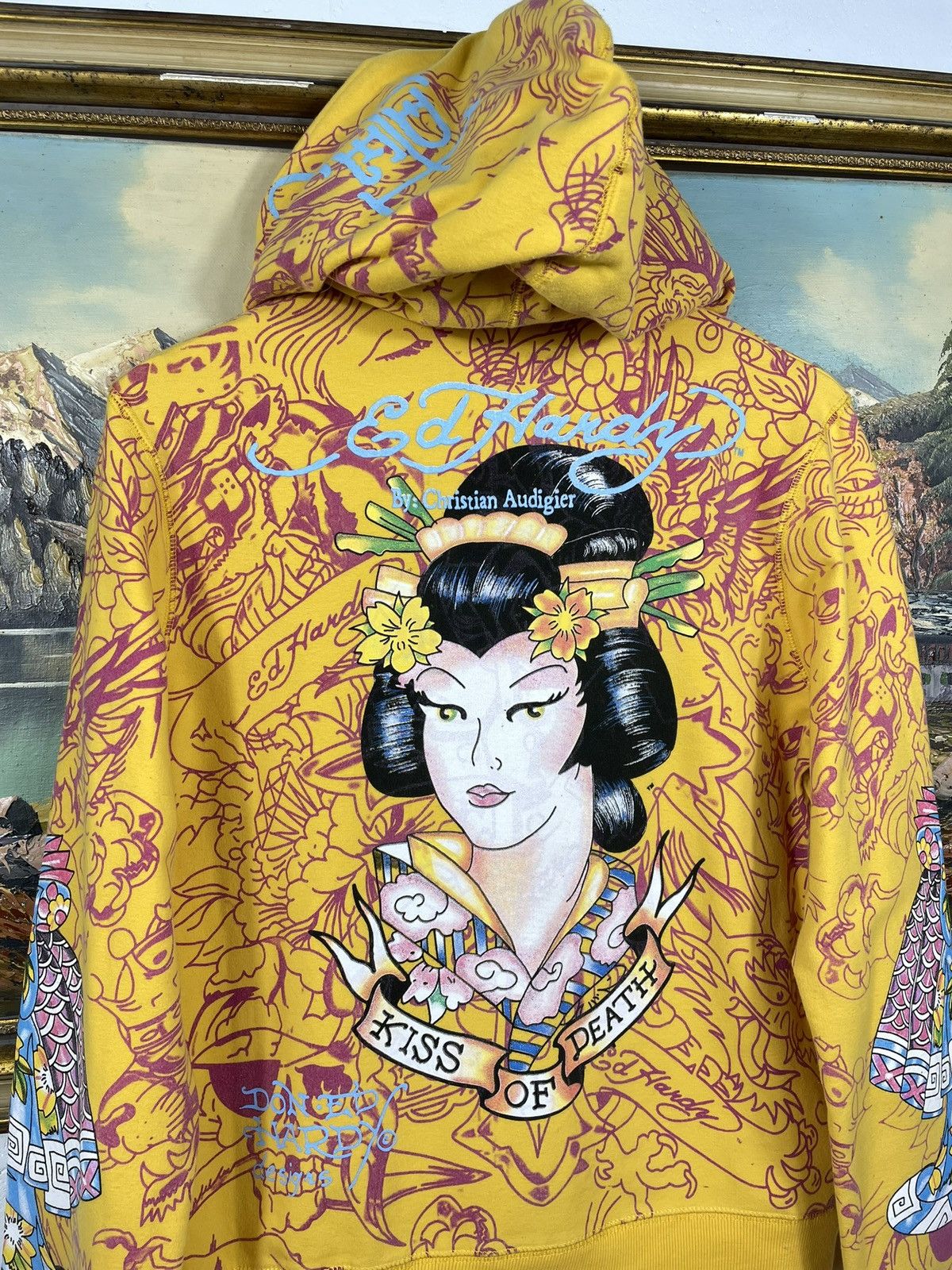 Christian Audigier Ed Hardy Retro 00s Hoodie With Crystals Affliction Grunge Size M / US 6-8 / IT 42-44 - 10 Thumbnail