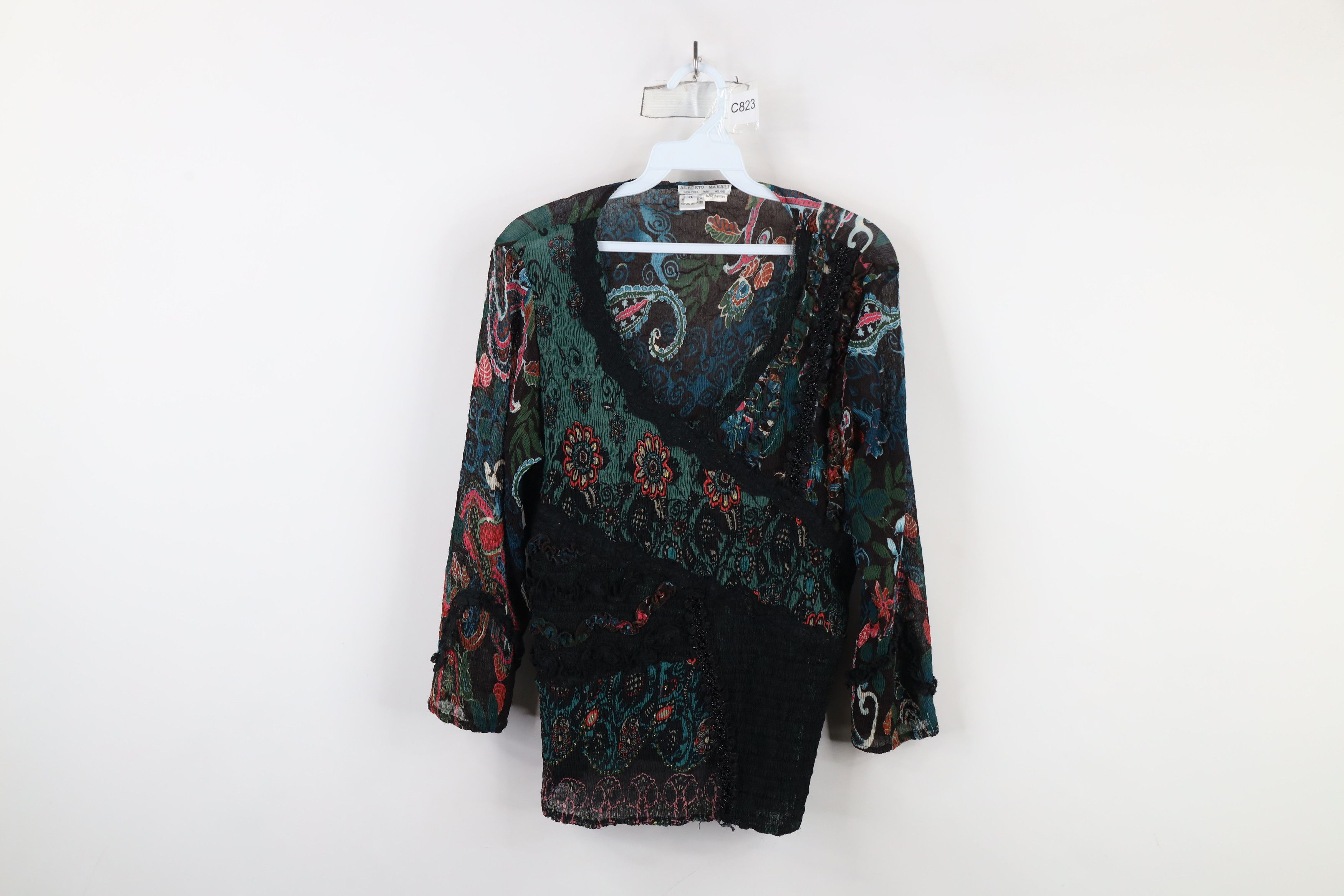 Vintage Vintage 90s Y2K Babydoll Flower Lace Sheer Blouse Top Shirt Size XL / US 12-14 / IT 48-50 - 1 Thumbnail