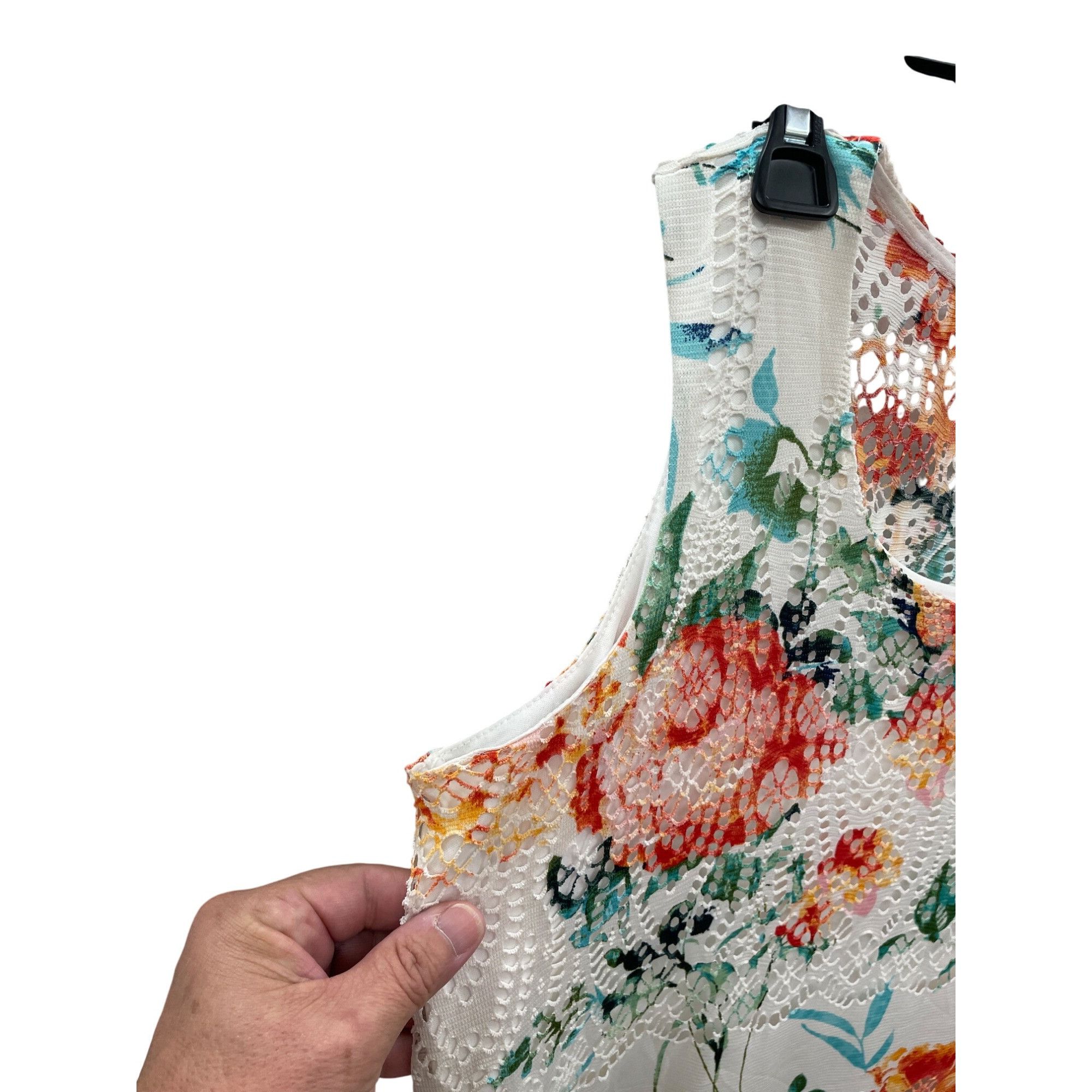Other One World Womens orange tan Floral Sleeveless lined lace dr Size M / US 6-8 / IT 42-44 - 3 Thumbnail