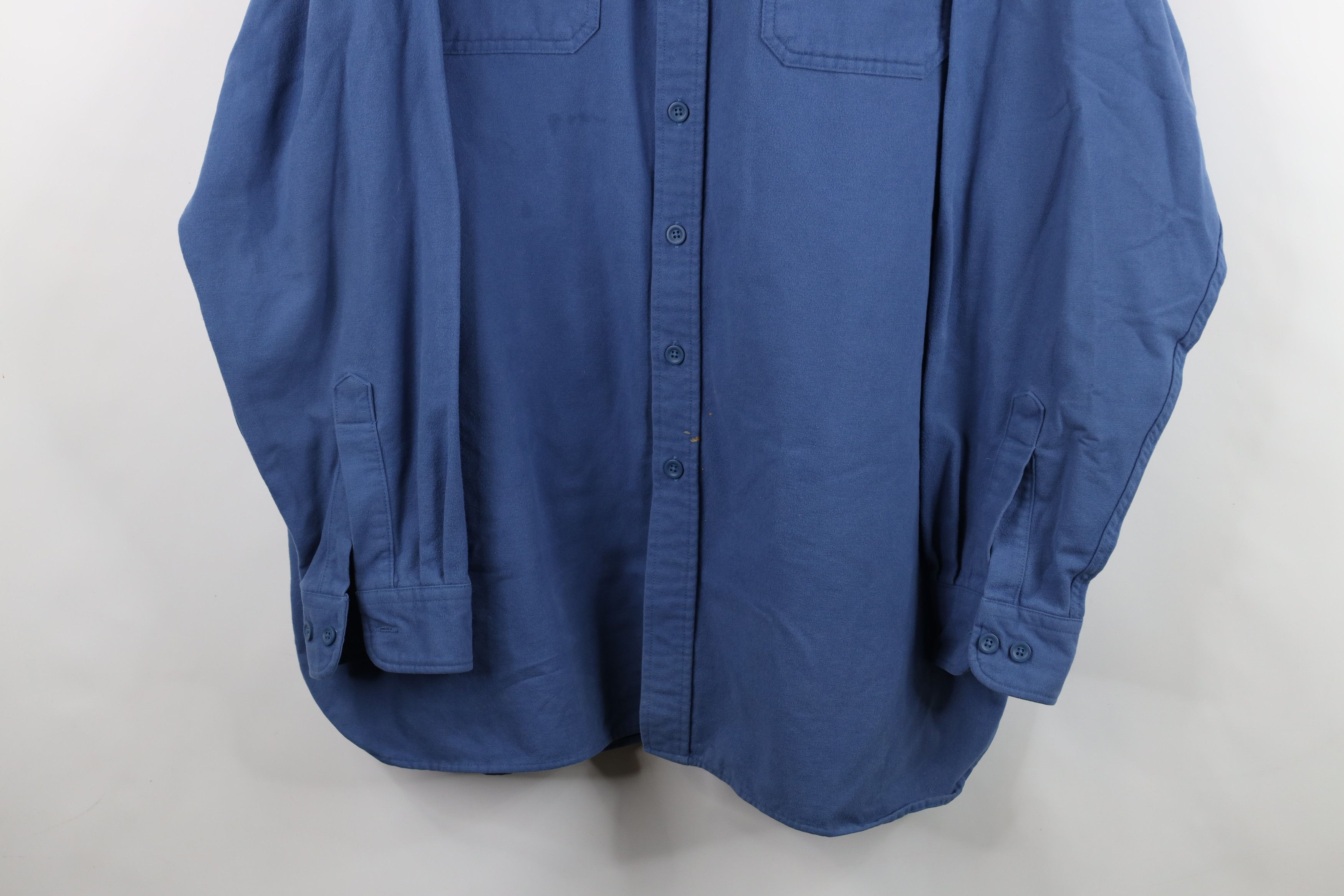 L.L. Bean Vintage 90s LL Bean Heavy Chamois Cloth Button Shirt Blue Size US XXL / EU 58 / 5 - 3 Thumbnail