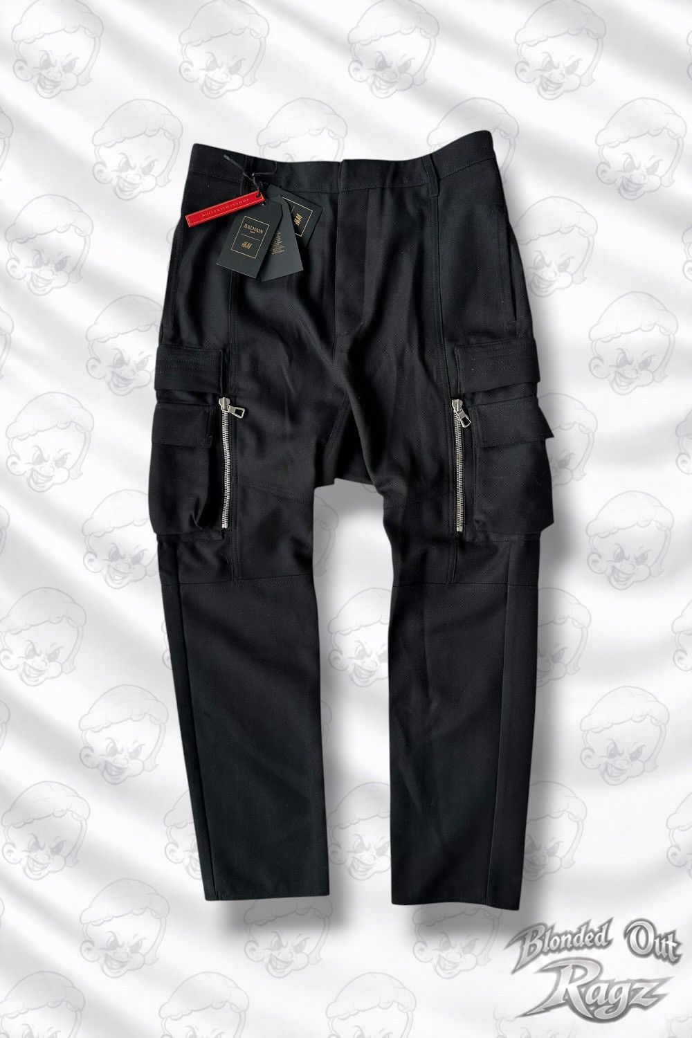 Balmain × H&M Balmain x H&M Drop Crotch Cargo Wool Pants Brand New Size US 31 - 1 Thumbnail