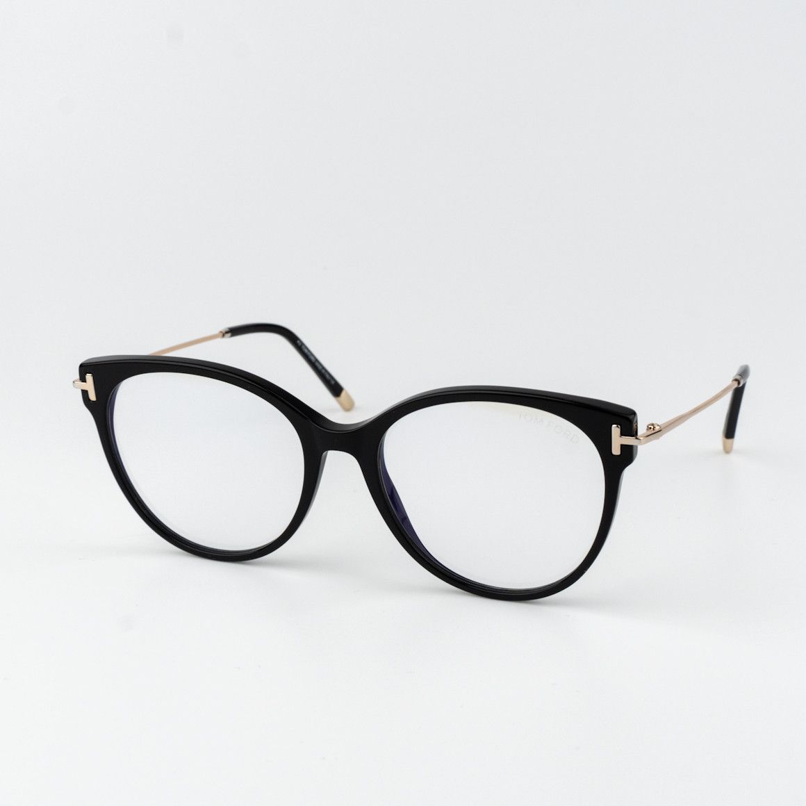 Tom Ford Women Eyeglasses Black Gold Blue Block FT5770 001