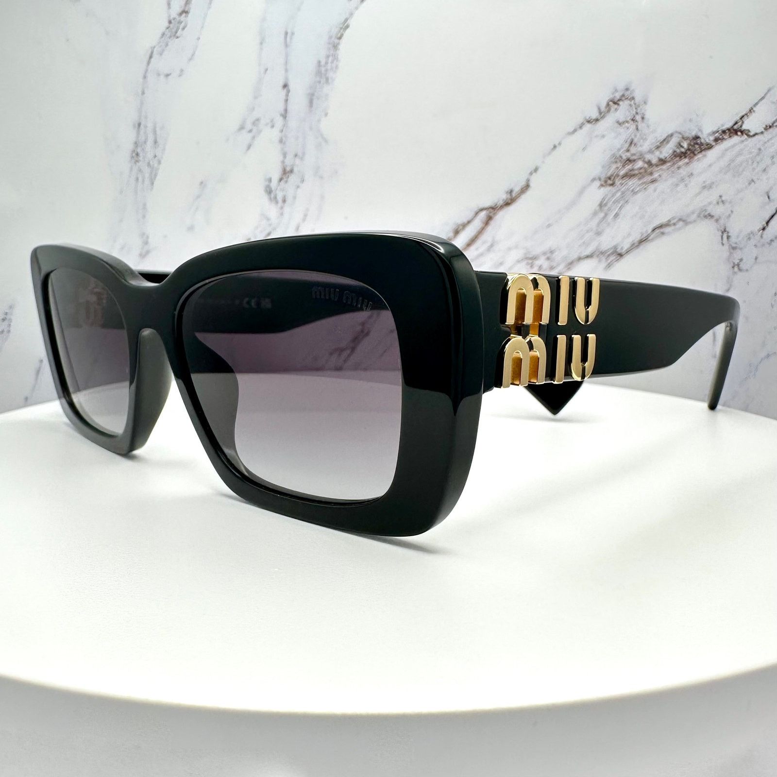 Miu Miu New MIU MIU Sunglasses Black Gold Metal Logo Authentic Size ONE SIZE - 3 Thumbnail