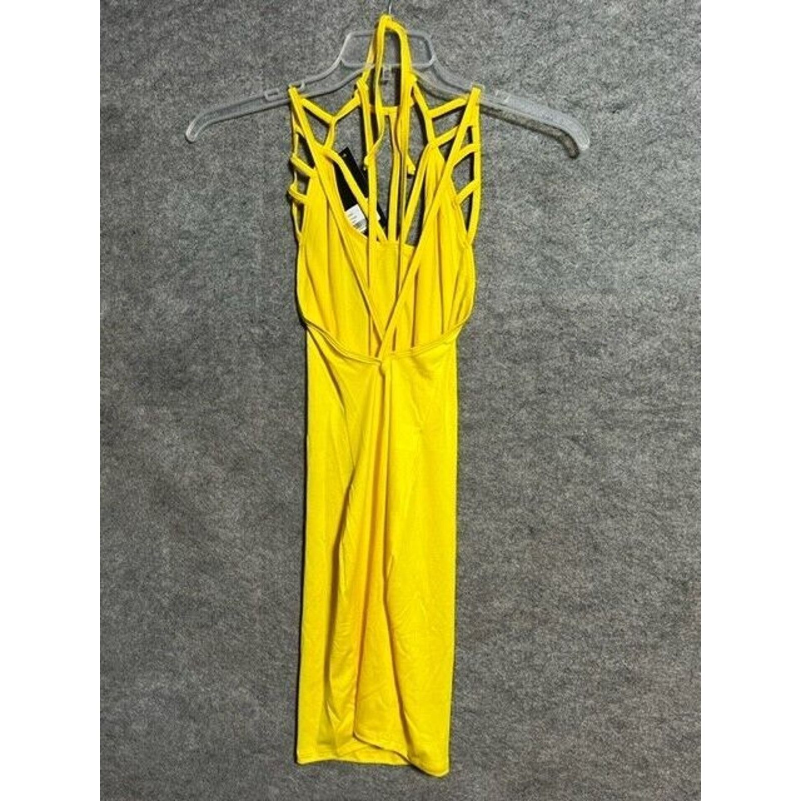 Other Mapale Dress XL Bodycon Short Length Strappy Stretch Yellow Size XL / US 12-14 / IT 48-50 - 2 Thumbnail
