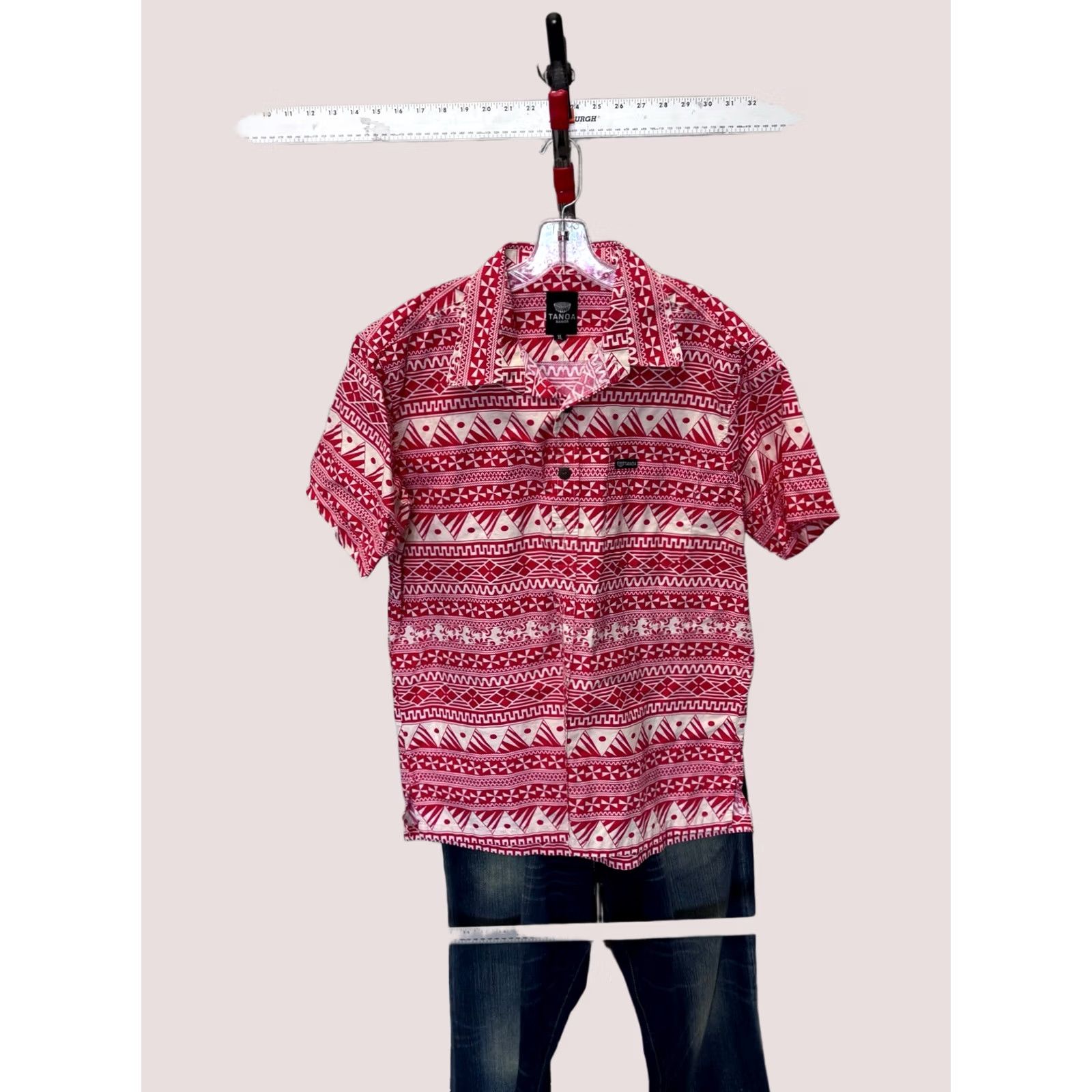 Vintage Tanaoa Samoa Bold Red Tribal BUTTON UP SHIRT XL Size US XL / EU 56 / 4 - 1 Thumbnail