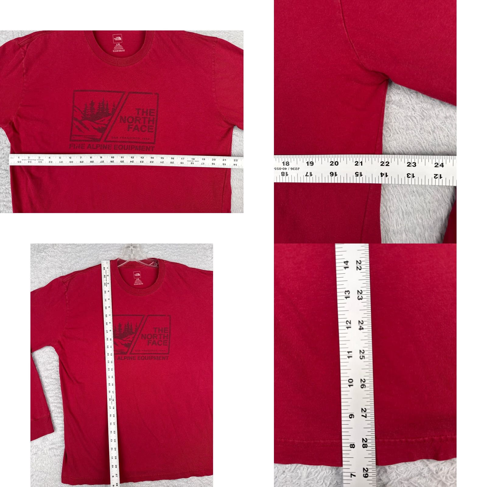 The North Face The North Face Shirt Men L Red Cotton Long Sleeve T-Shirt Logo All Seasons Regular Read Size US L / EU 52-54 / 3 - 8 Thumbnail