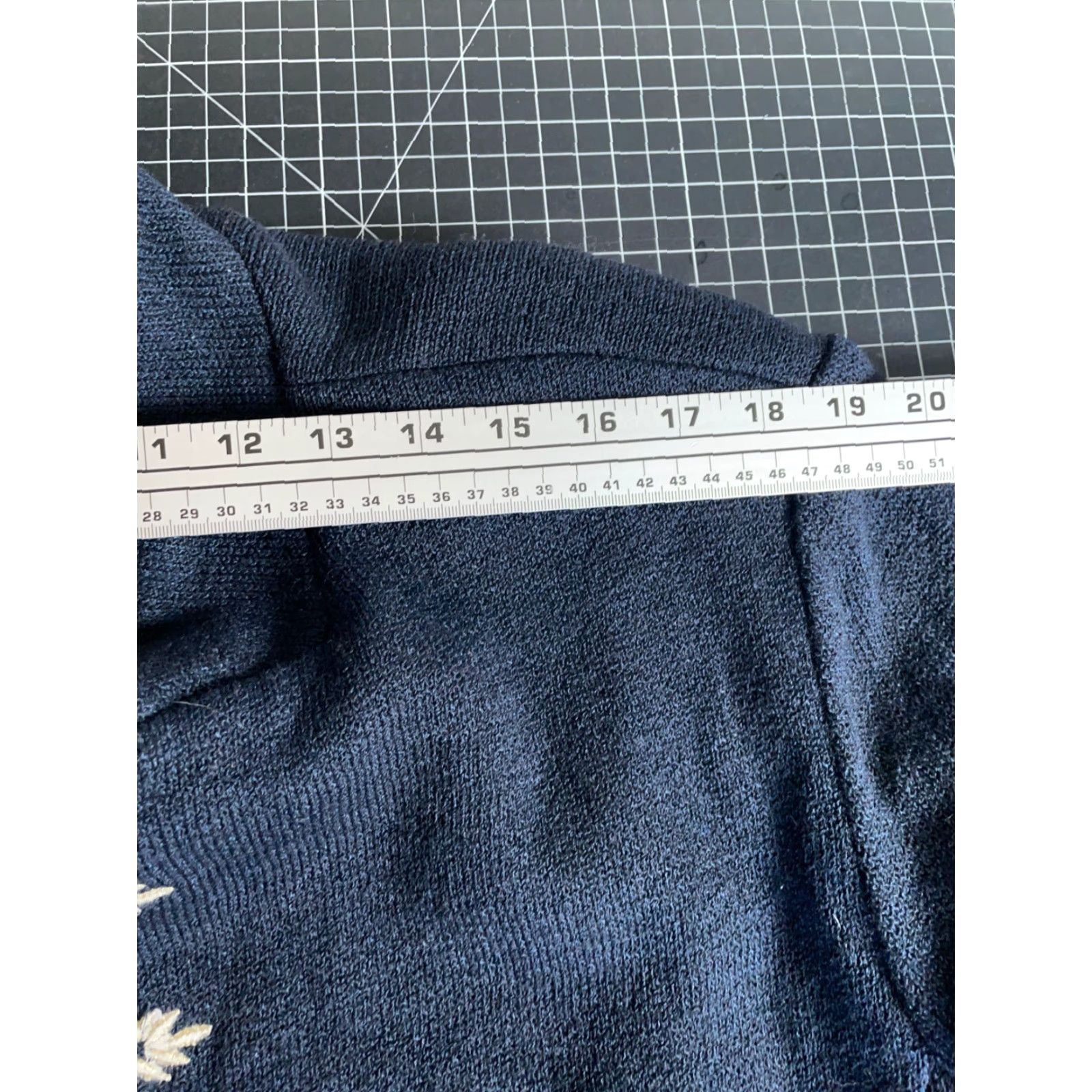 Vintage Dateline Collection Cardigan Women XL Dark Blue Beaded Silk Wool Open Front Knit V-Neck Hidden Shoulder Pads Knitwear Regular Size: XL Size XL / US 12-14 / IT 48-50 - 7 Thumbnail
