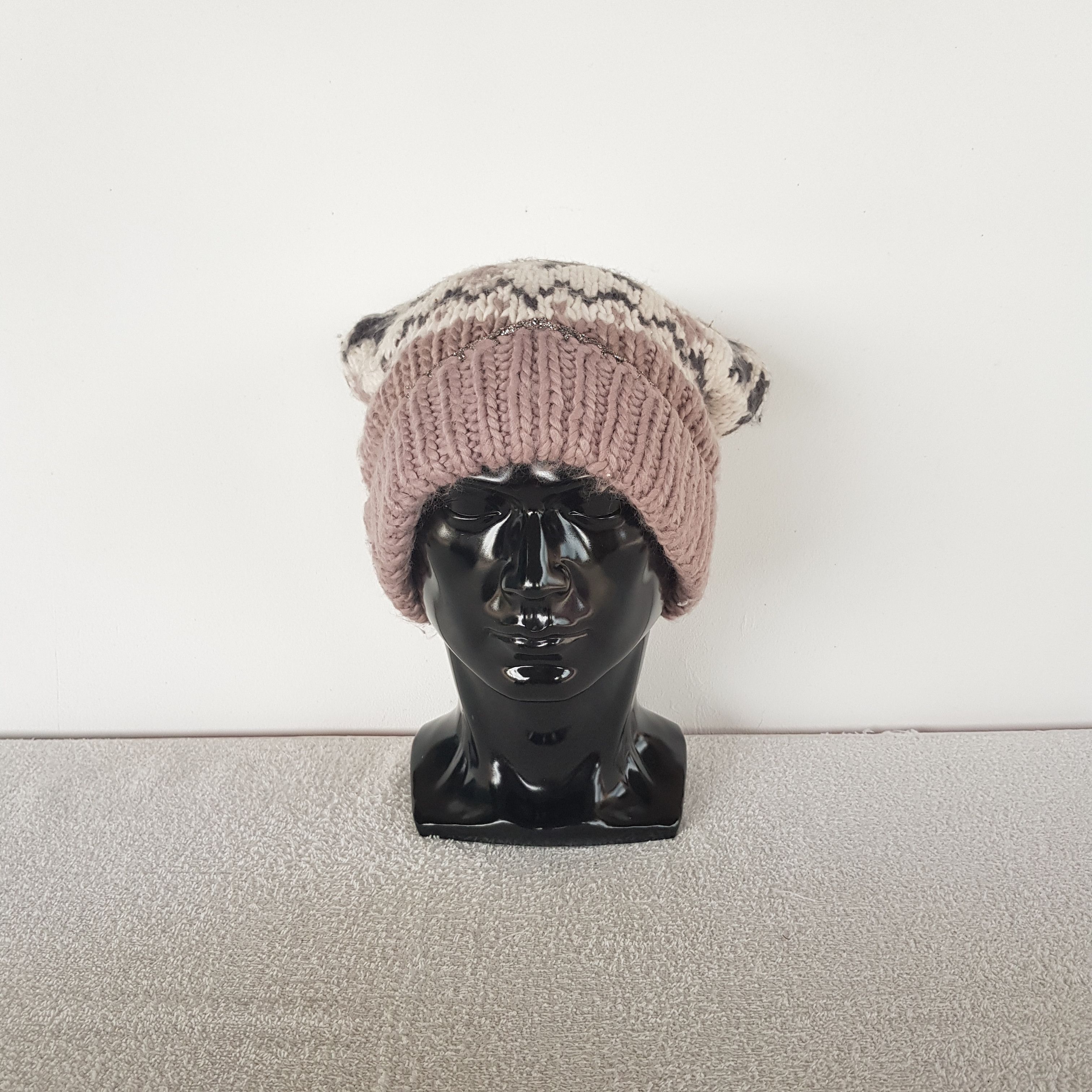 Japanese Brand Vintage Aztec Psychedelic Beanie Pom Pom Knit Snow Caps Hats Size ONE SIZE - 2 Thumbnail
