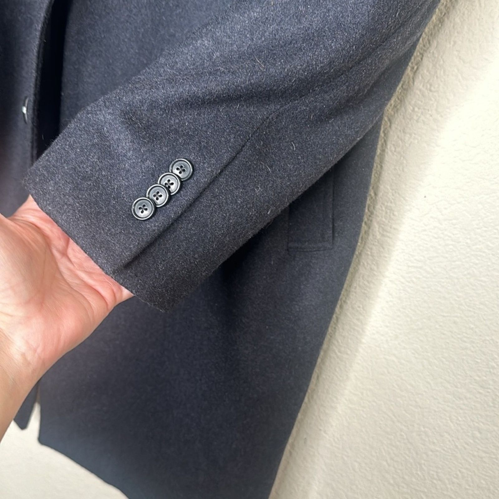 Kenneth Cole Kenneth Cole Wool Single-Breasted Pea Coat Grey Size 44R Size US M / EU 48-50 / 2 - 7 Thumbnail