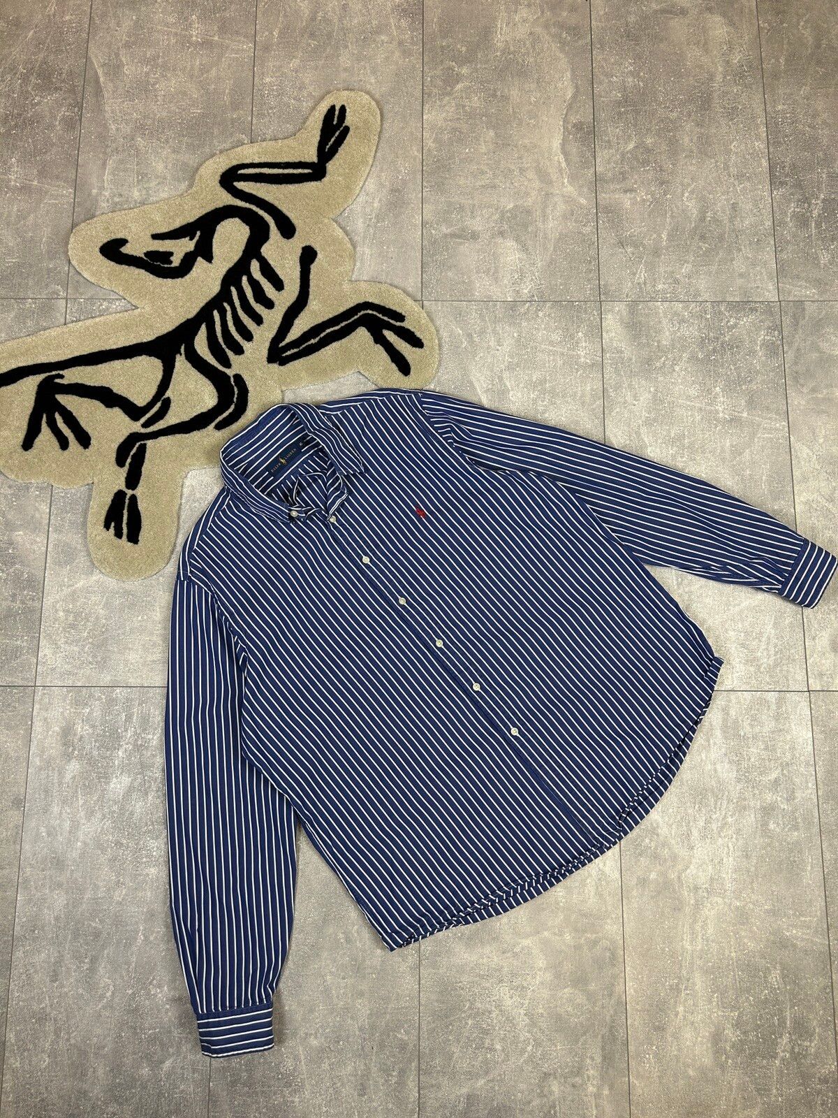 Pre-owned Polo Ralph Lauren X Vintage Mens Vintage Polo Ralph Laurent Stripes Shirts Button Up In Navy