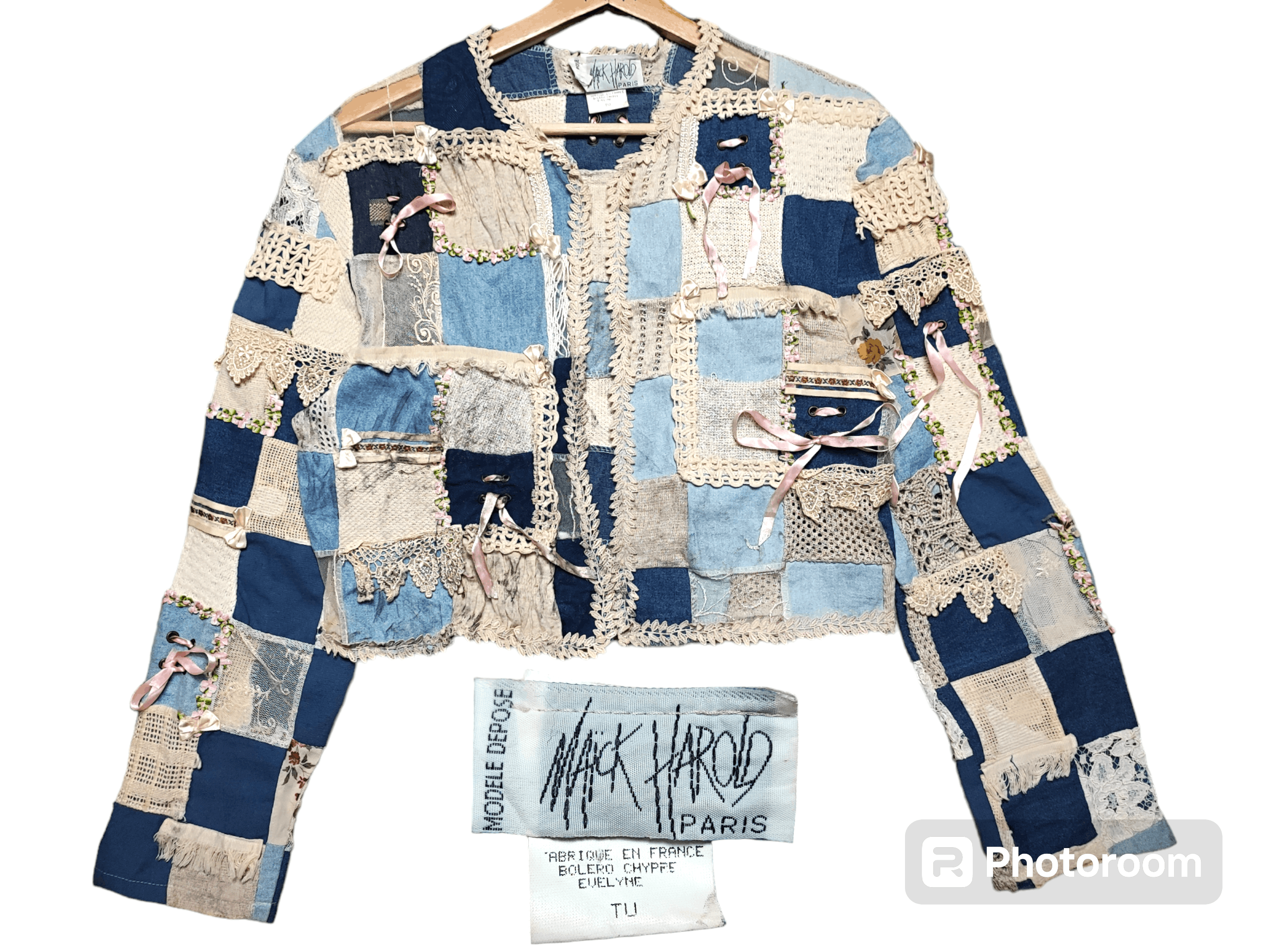 Le Grande Bleu (L.G.B.) Crop Top Patch Work By Rick Harold Size S / US 4 / IT 40 - 1 Thumbnail