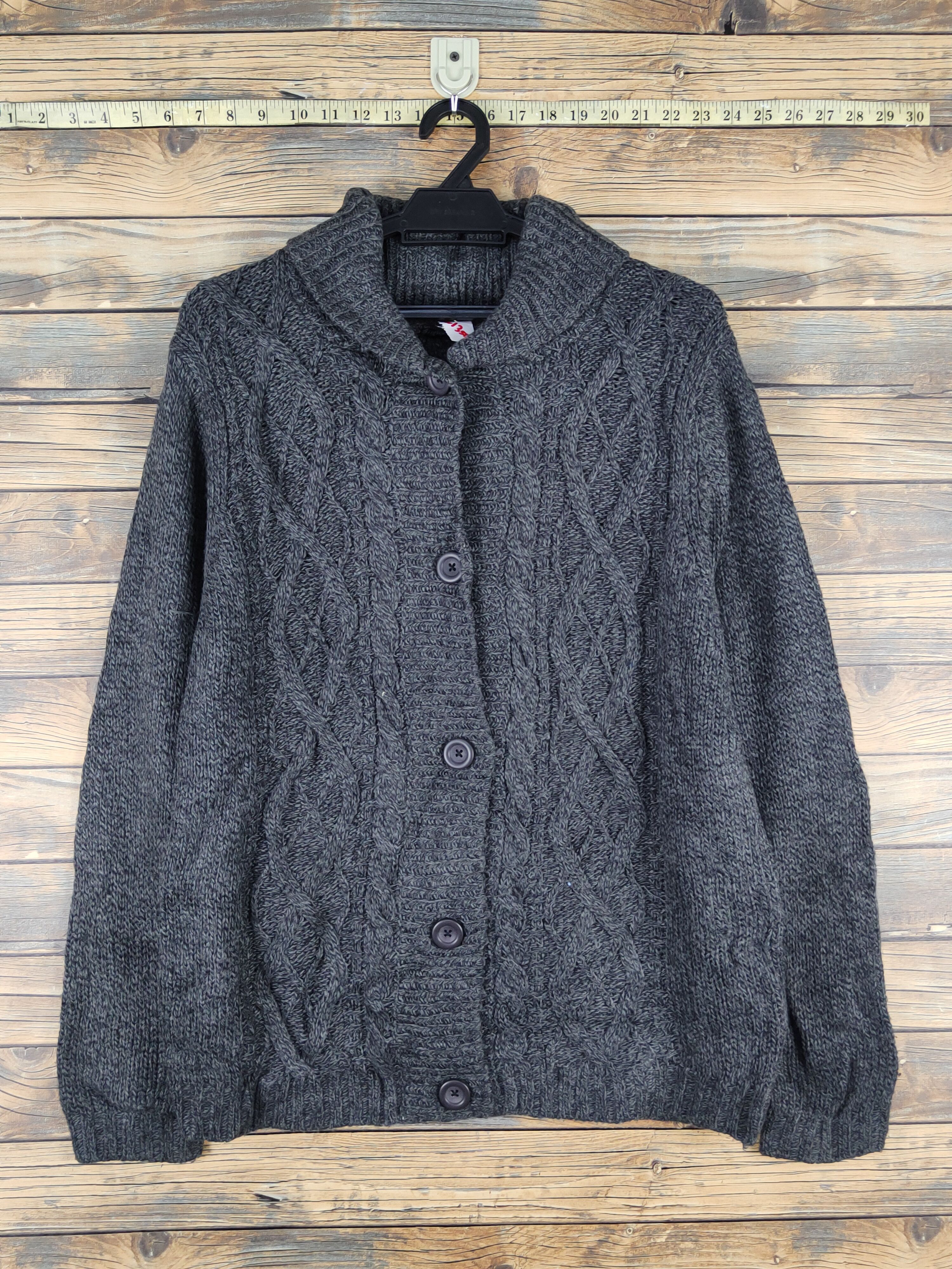 Topvalu Dark Gray cable Knitwear Sweaters #W1350