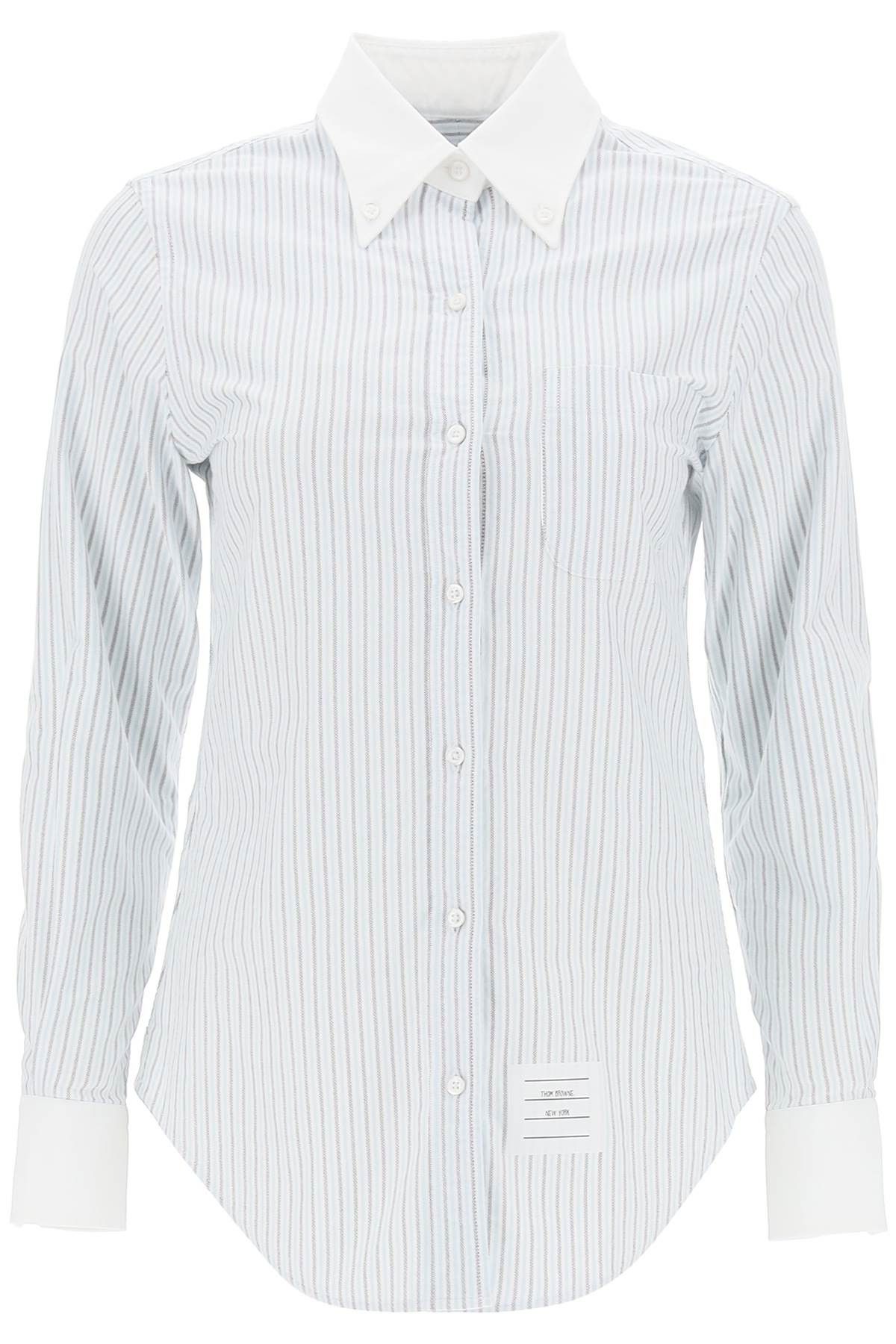 image of Thom Browne Striped Oxford Shirt in Mixed Colours, Women's (Size XS)
