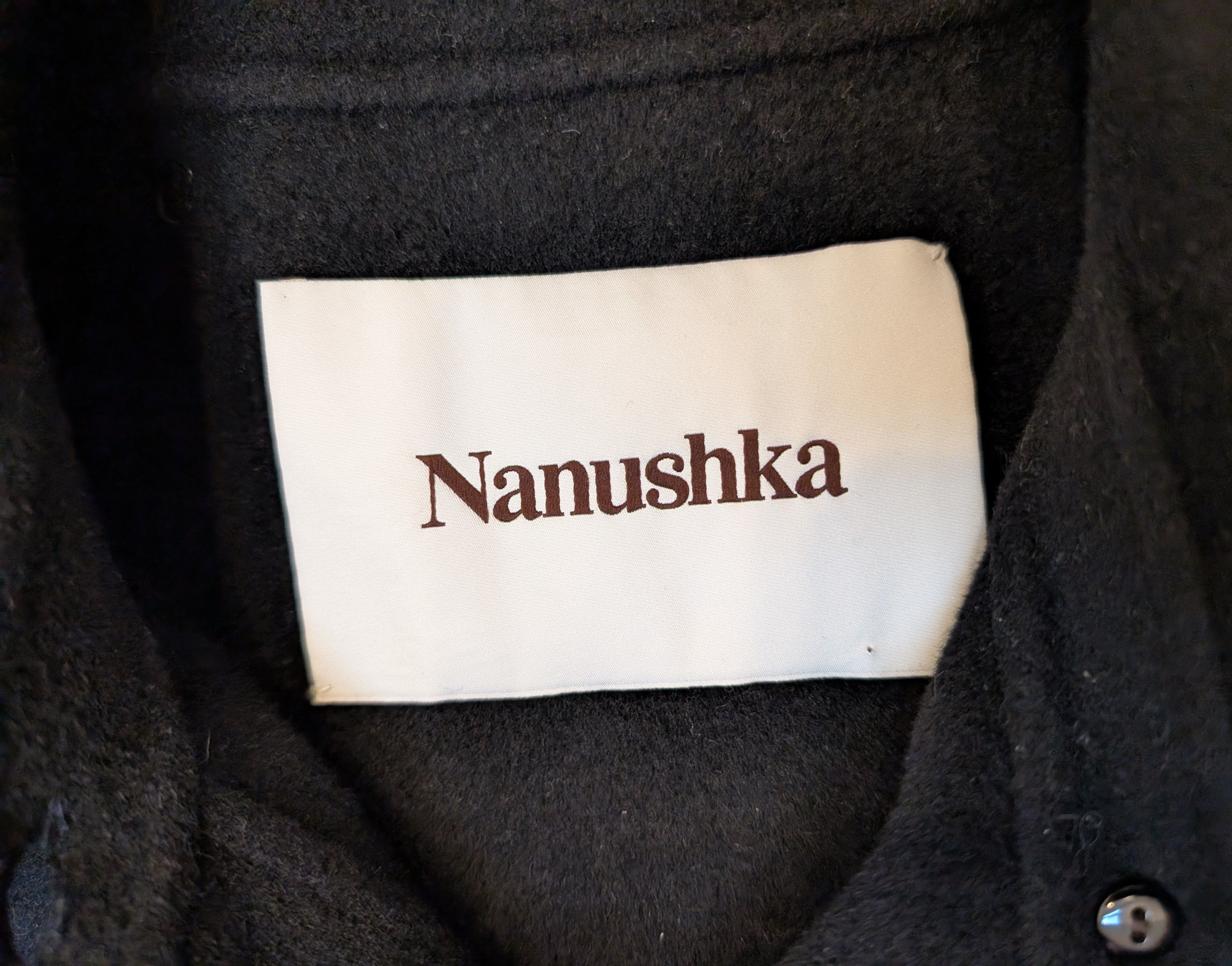 Nanushka Nanushka Wool Silk Oversized Shirt Jacket Dark Navy Size XS / US 0-2 / IT 36-38 - 3 Thumbnail