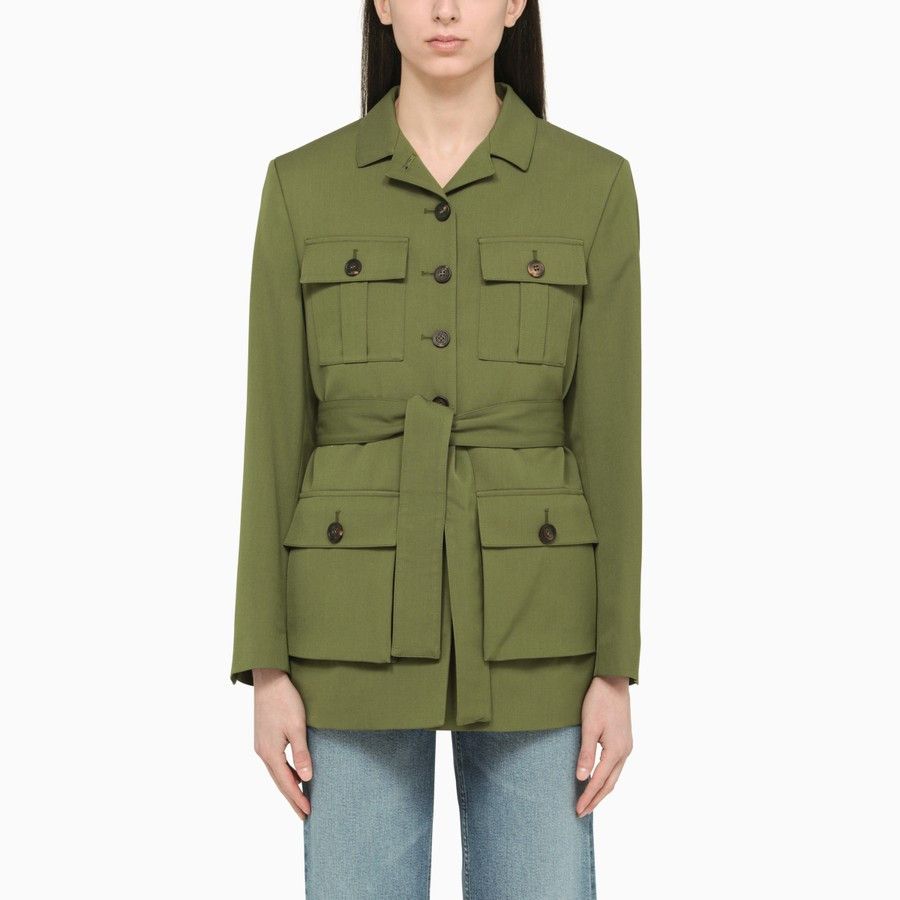 Golden Goose o1d2blof0824 Pesto Single-Breasted Jacket With Belt in Green Size M / US 6-8 / IT 42-44 - 1 Thumbnail