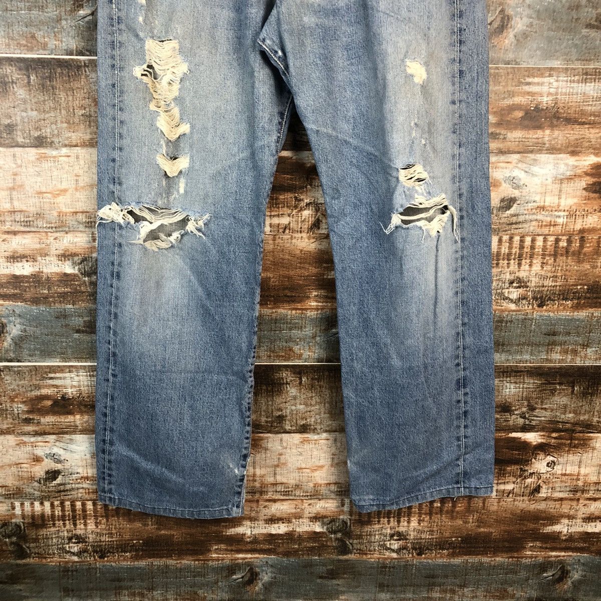 Edwin DLL Edwin Blue selvedge Distressed ripped Denim Pants #C250 Size US 34 / EU 50 - 6 Thumbnail