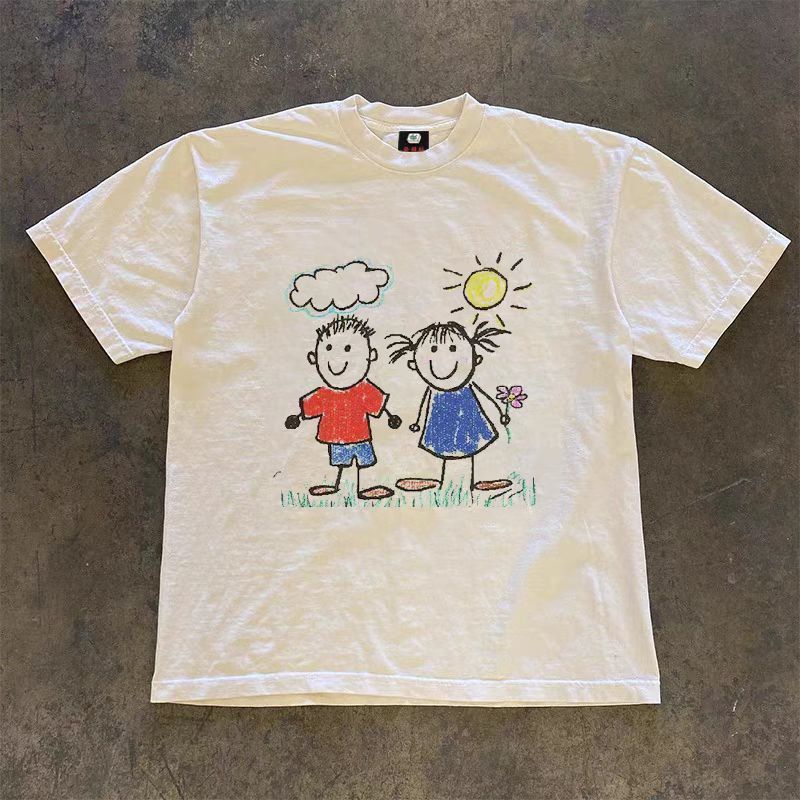 Japanese Brand × Vintage White washed retro boy graffiti loose t-shirt Size US M / EU 48-50 / 2 - 1 Thumbnail