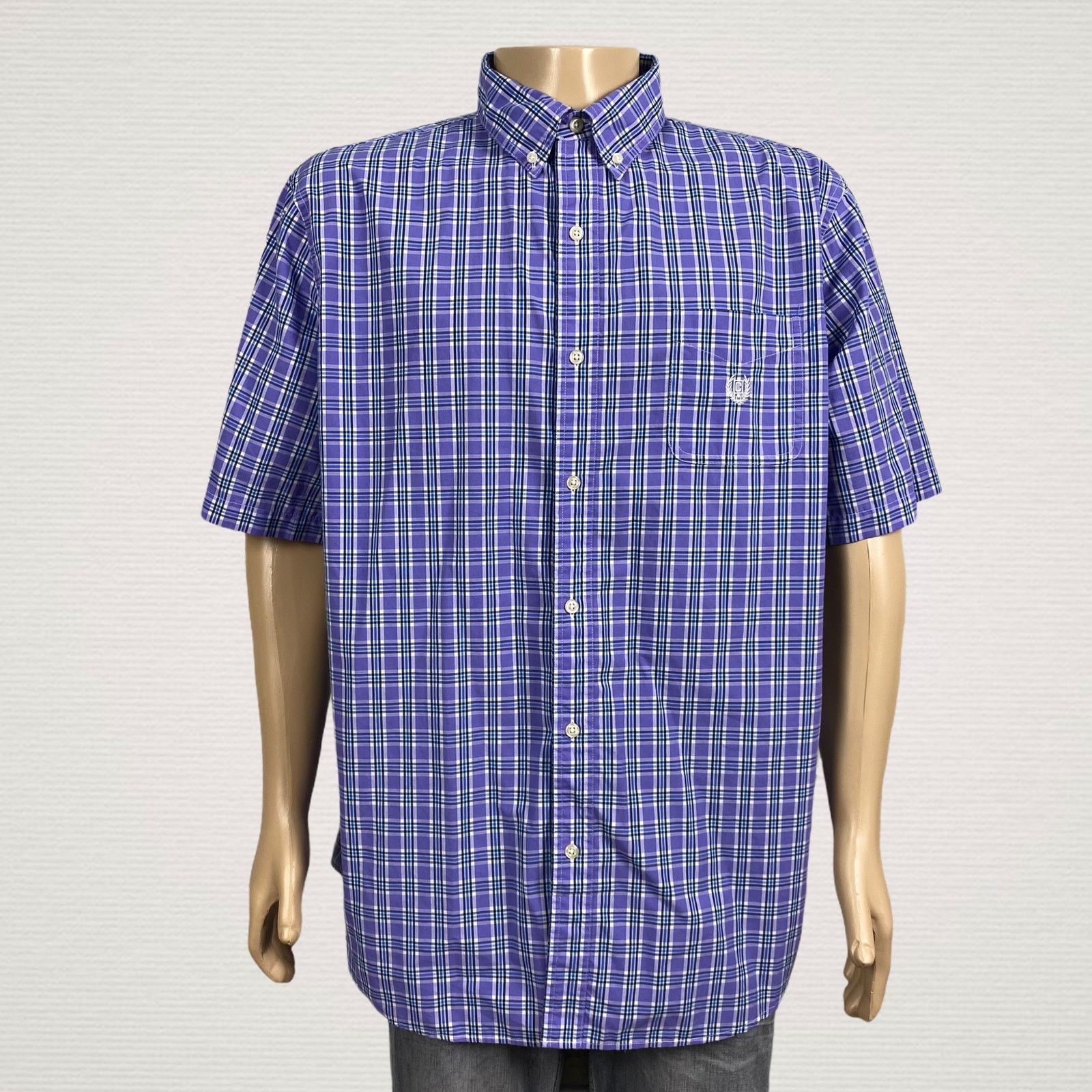 Chaps Chaps Purple Blue Plaid Button Front Shirt XXL Short Sleeve Size US XXL / EU 58 / 5 - 1 Thumbnail