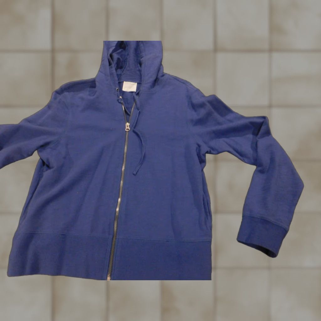 Izod IZOD Sweater Womens M Full Zip Hoodie Stretch blue Cable-Knit Raglan Sleeve Classic Winter Regular Knit Shirt (Blue) Size M / US 6-8 / IT 42-44 - 1 Thumbnail