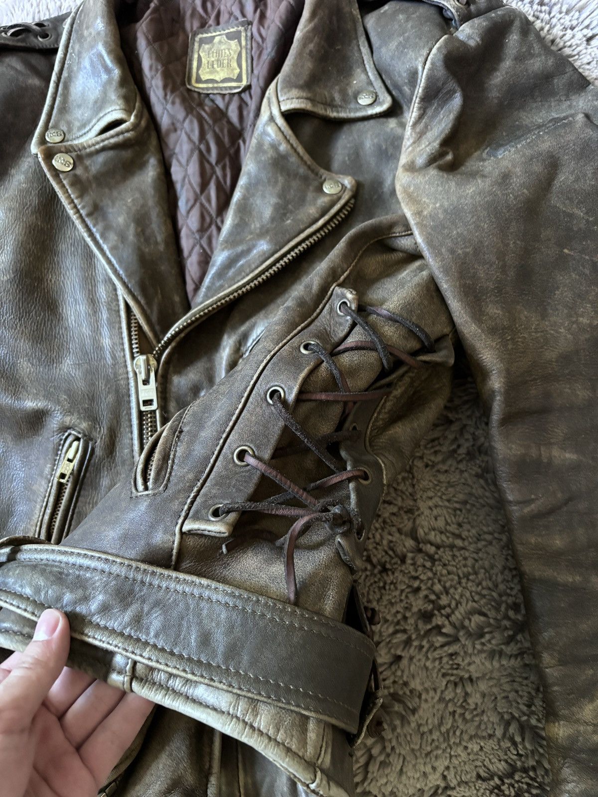 Genuine Leather × Vintage IXS Vintage 90s RARE WASHED DISTRESSED LEATHER JACKET Size US M / EU 48-50 / 2 - 8 Thumbnail