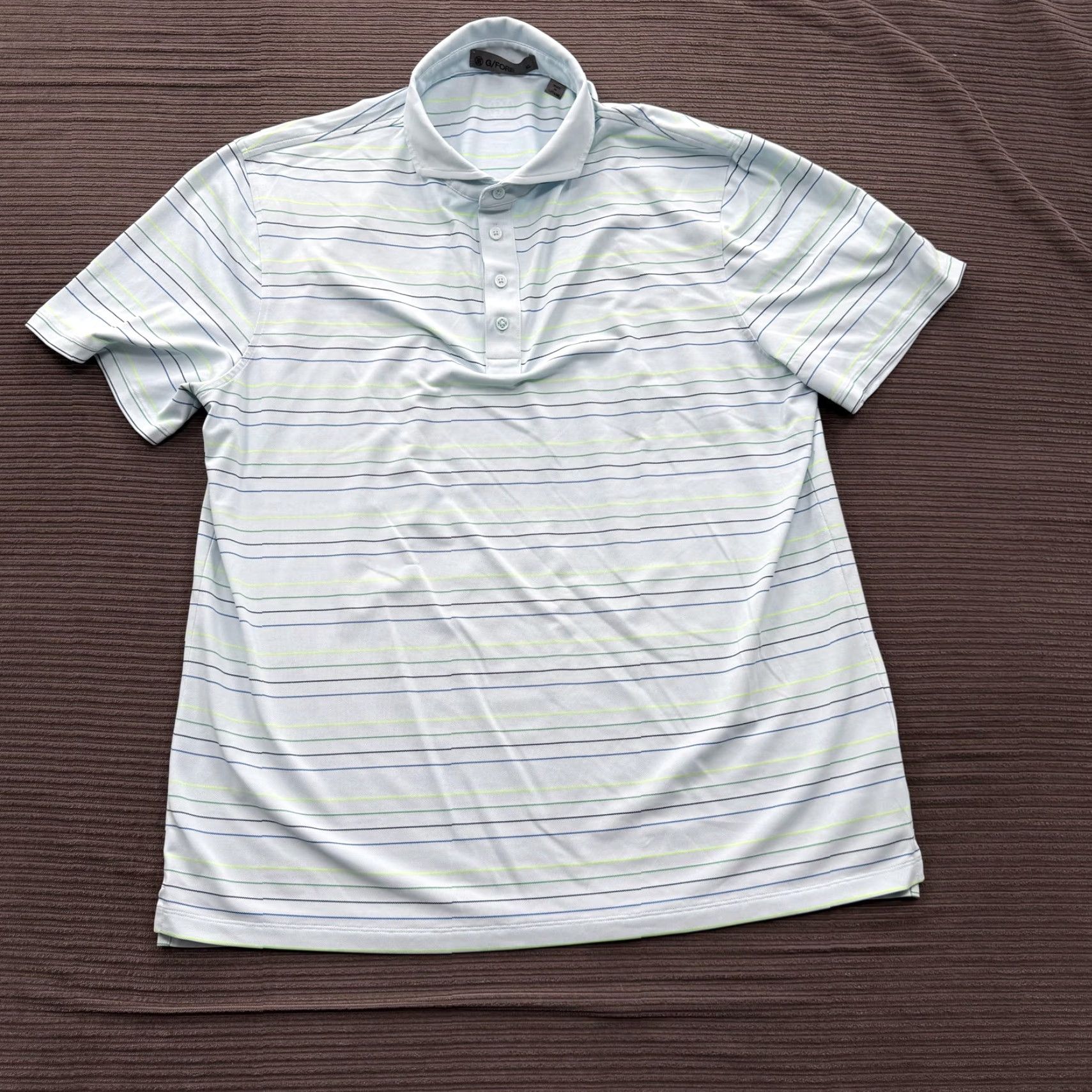 G/FORE G/FORE Polo Shirt Mens XL Blue Green Striped Performance Golf Lightweight Casual Shirt Size US XL / EU 56 / 4 - 2 Thumbnail