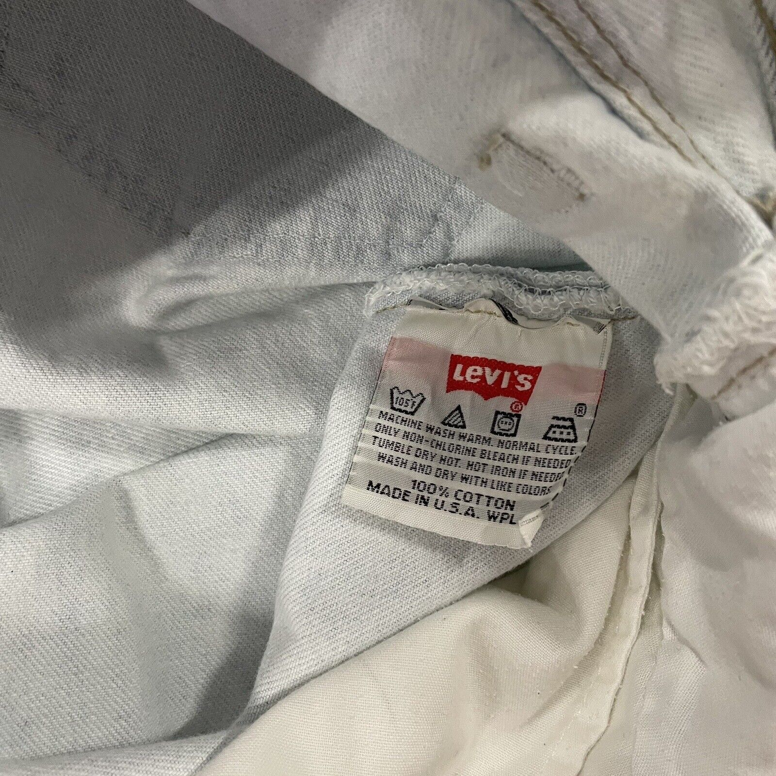 Levi's VTG 90’s Levi’s 501 White Straight Denim Blue Jeans 34x28 Size US 34 / EU 50 - 11 Thumbnail