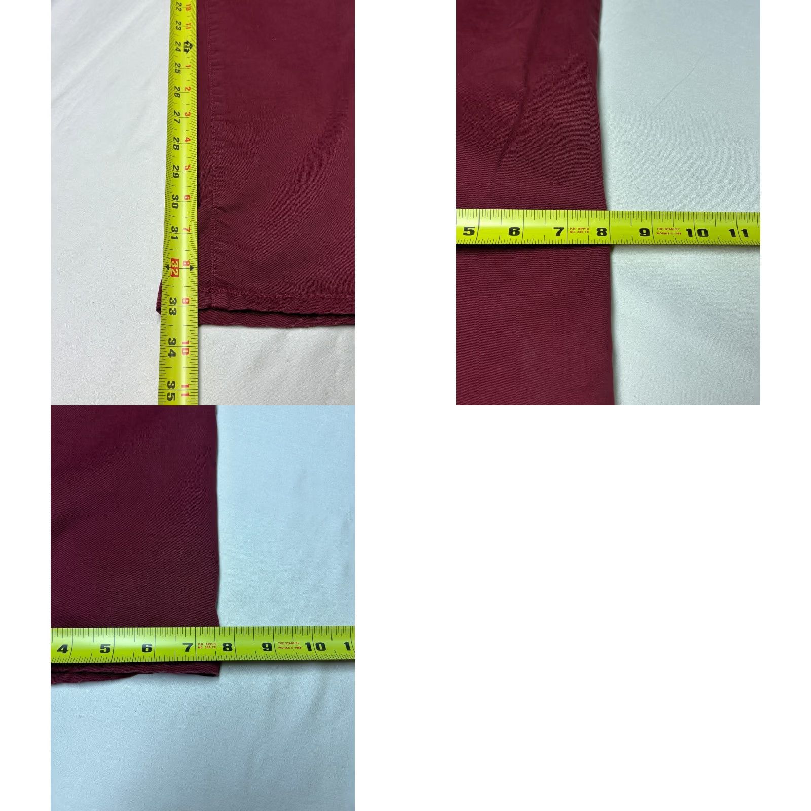 Paige Paige Normandie Pants Burgundy Red Cotton Blend 32x33 Straight Leg 5-Pocket USA Mens Chino Casual Workwear Modern Fit Size US 32 / EU 48 - 9 Thumbnail
