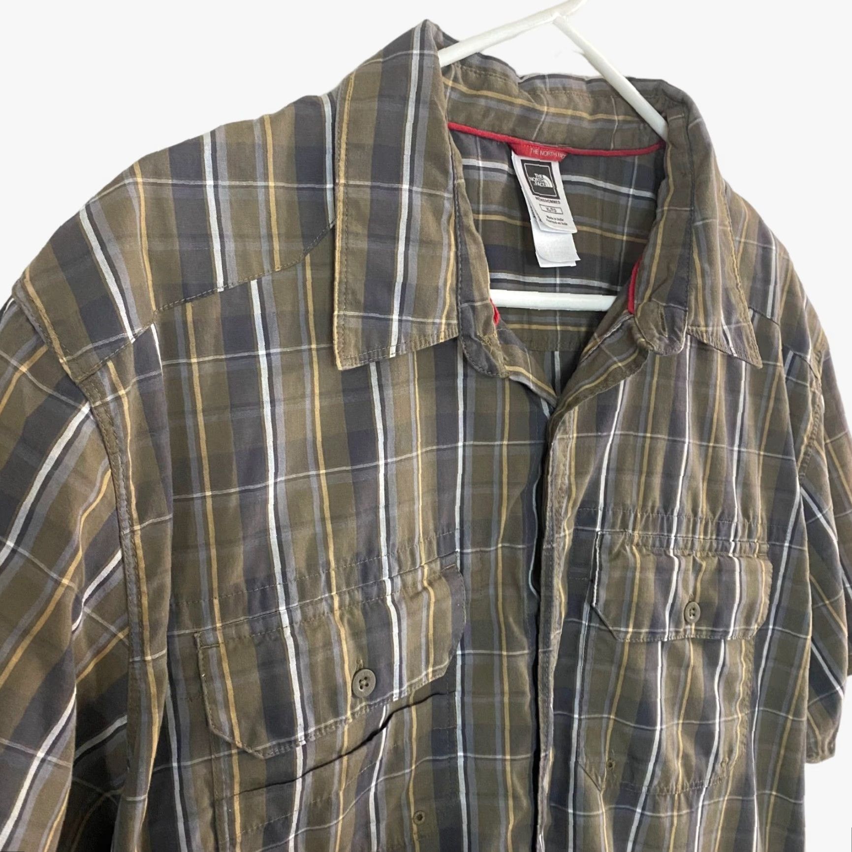 The North Face The North Face Button Up Shirt Short Sleeve Mens XL Green Plaid Chest Pockets Size US XL / EU 56 / 4 - 4 Thumbnail