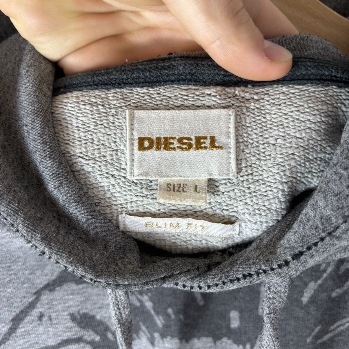 Diesel Vintage Diesel Big Central Logo Grey Pocket Hoodie Y2K Size US L / EU 52-54 / 3 - 6 Thumbnail