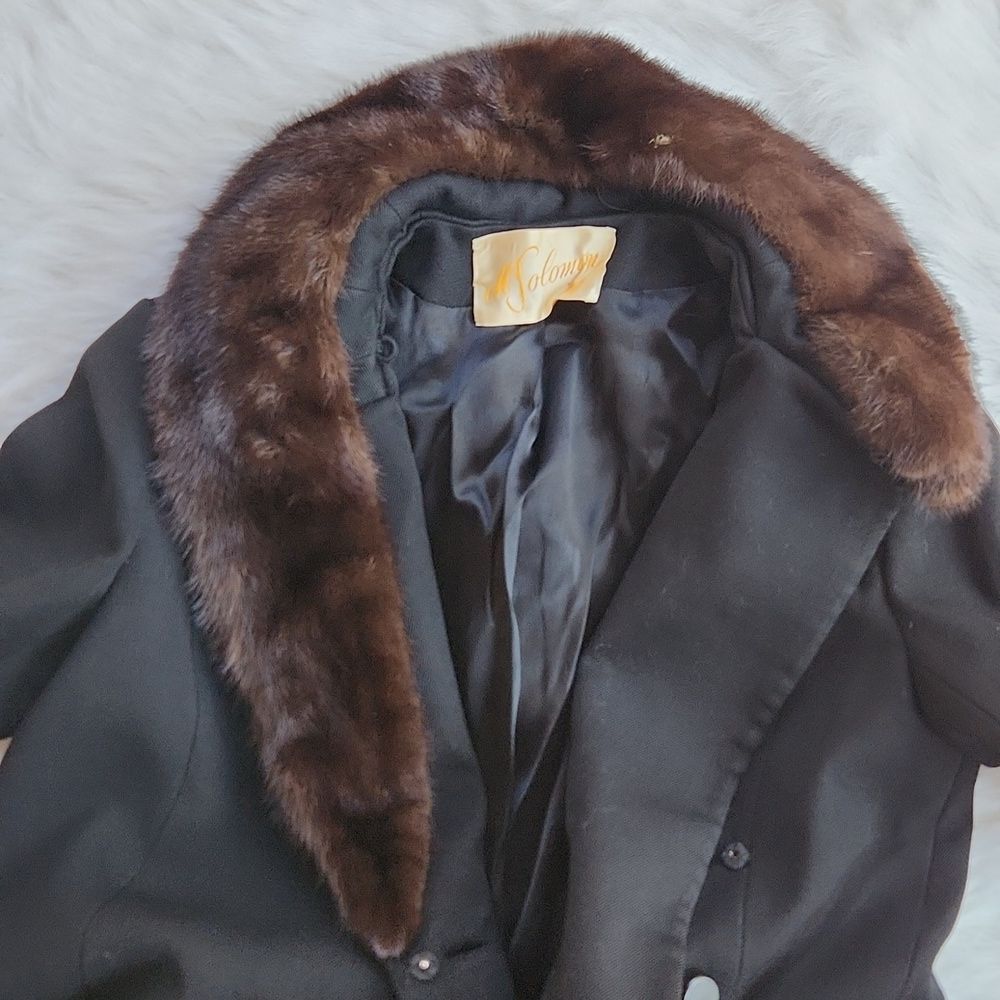 Other M. Solomon Vintage Fur Collar Black Coat Women's Size Medium Size M / US 6-8 / IT 42-44 - 7 Thumbnail