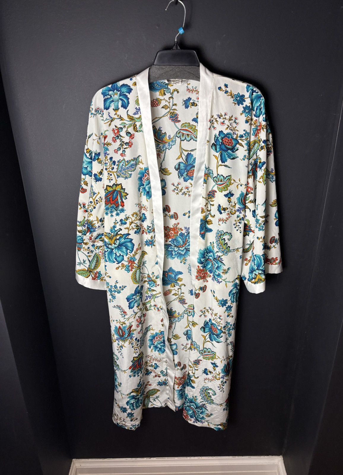 Vintage 2000s Vintage Bath Robe Silk Floral Polyester Lounge Sleep Size XL / US 12-14 / IT 48-50 - 11 Thumbnail