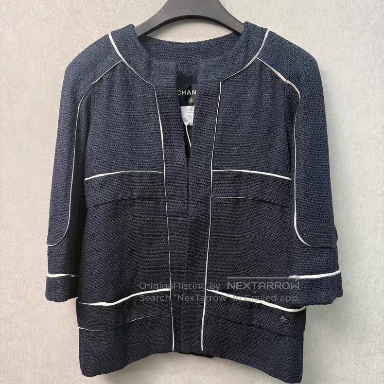 Chanel Chanel Striped Design Navy Blue Tweed Jacket Size XS / US 0-2 / IT 36-38 - 1 Thumbnail