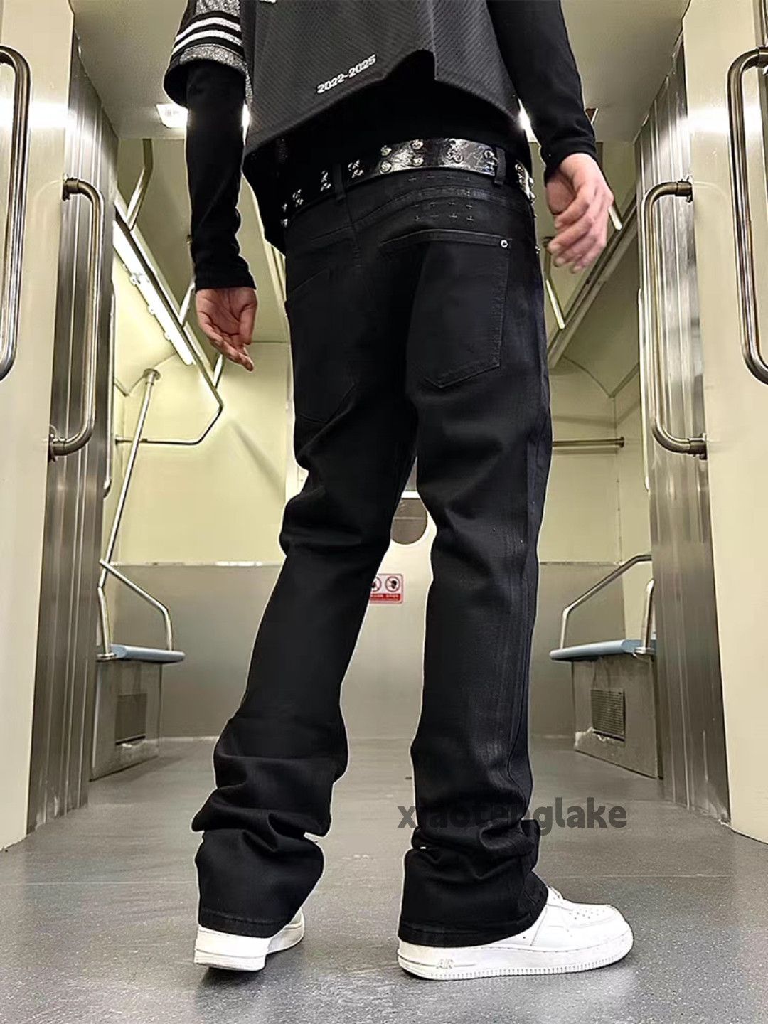 Jean × Streetwear Opium Stack Plated Flared Leather Jeans | Grailed