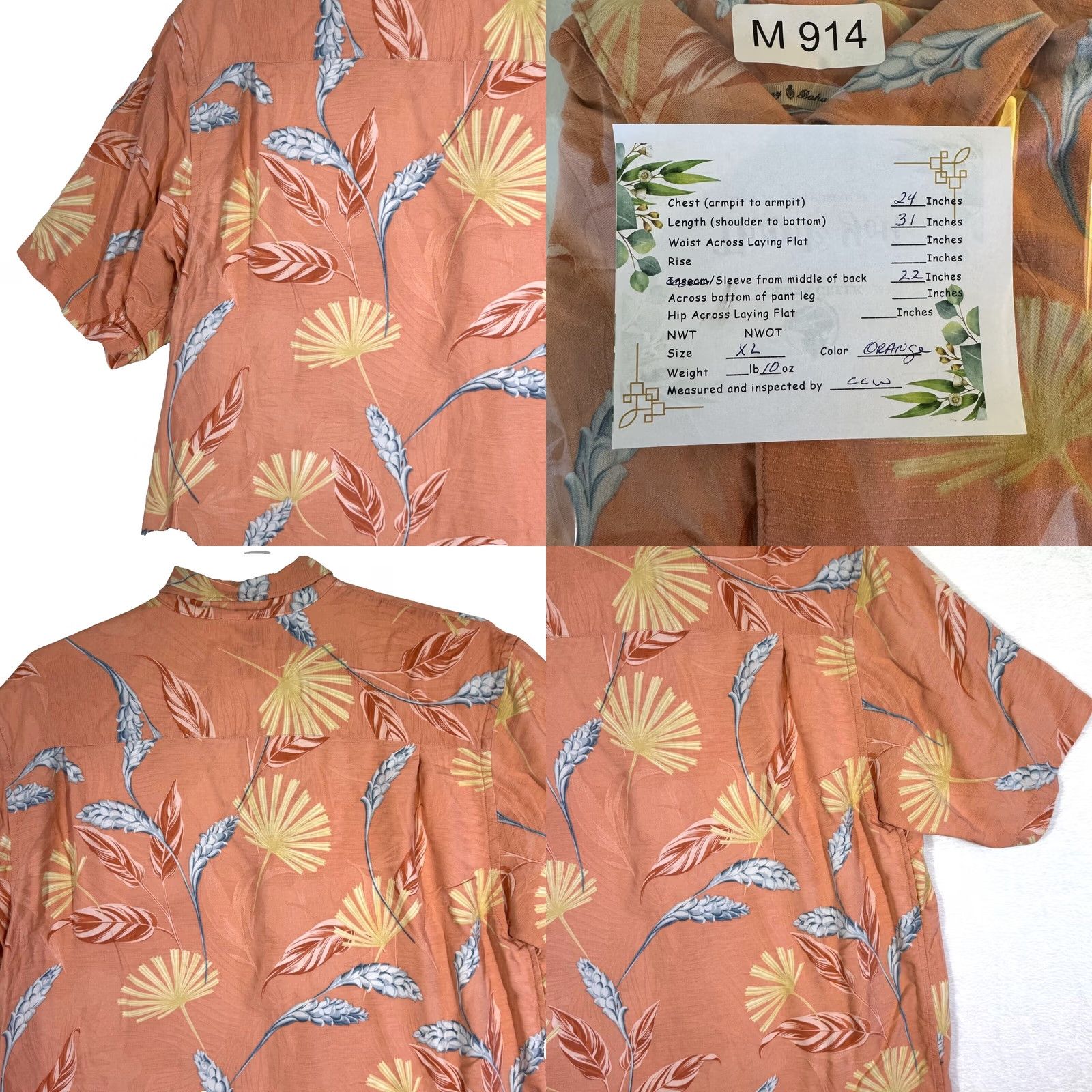 Tommy Bahama Tommy Bahama Silk Shirt Men’s XL Orange Floral Print Short Sleeve Button-Up Shirt Size US XL / EU 56 / 4 - 8 Thumbnail