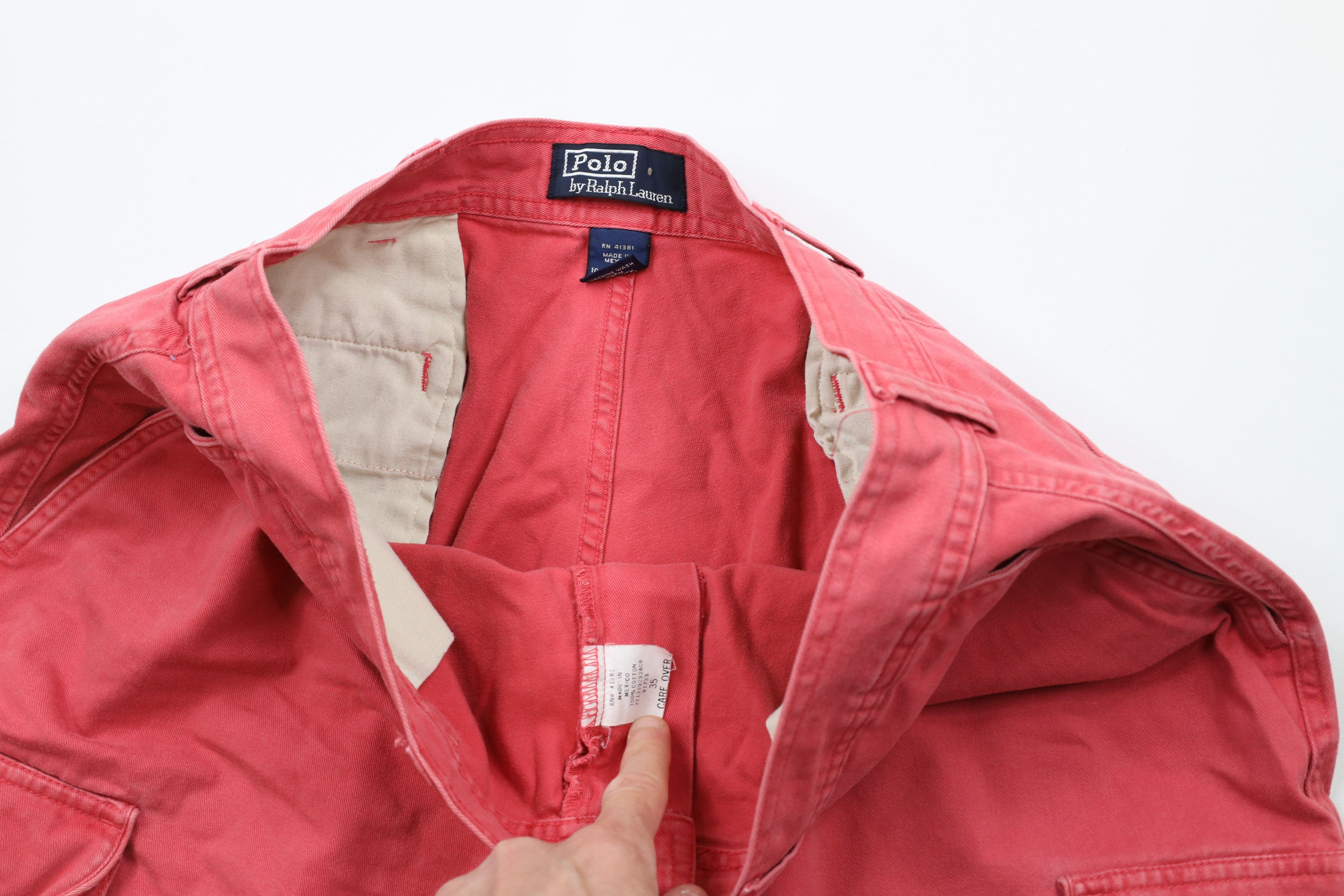 Ralph Lauren × Vintage Vintage 90s Ralph Lauren Out Heavyweight Cargo Shorts Pink Size US 35 - 6 Thumbnail