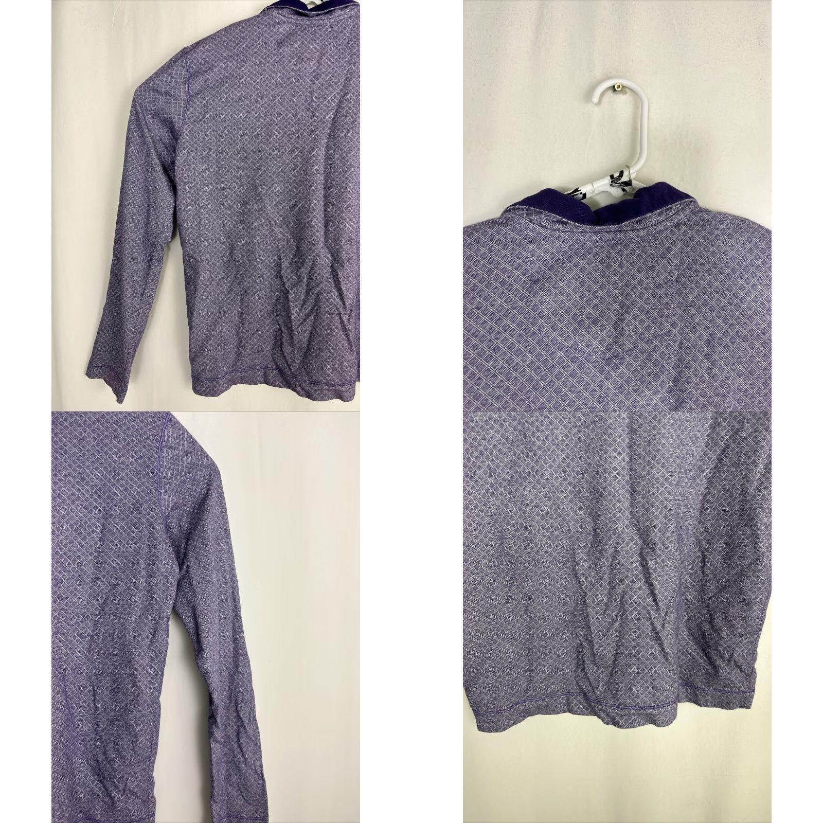 Robert Graham Robert Graham Mens Polo Long Sleeve Shirt Classic Fit Geometric Purple M Size US M / EU 48-50 / 2 - 9 Thumbnail