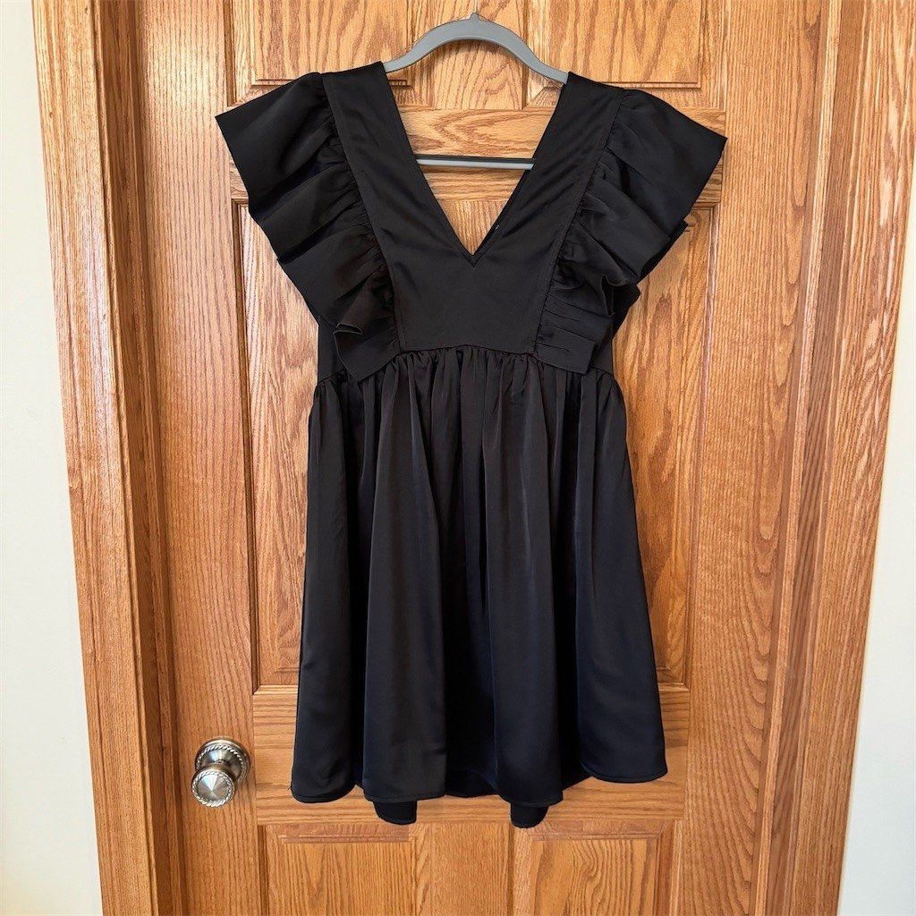 Other Entro Dress Womens Size S Black V-Neck Babydoll Mini Ruffle Size S / US 4 / IT 40 - 1 Thumbnail