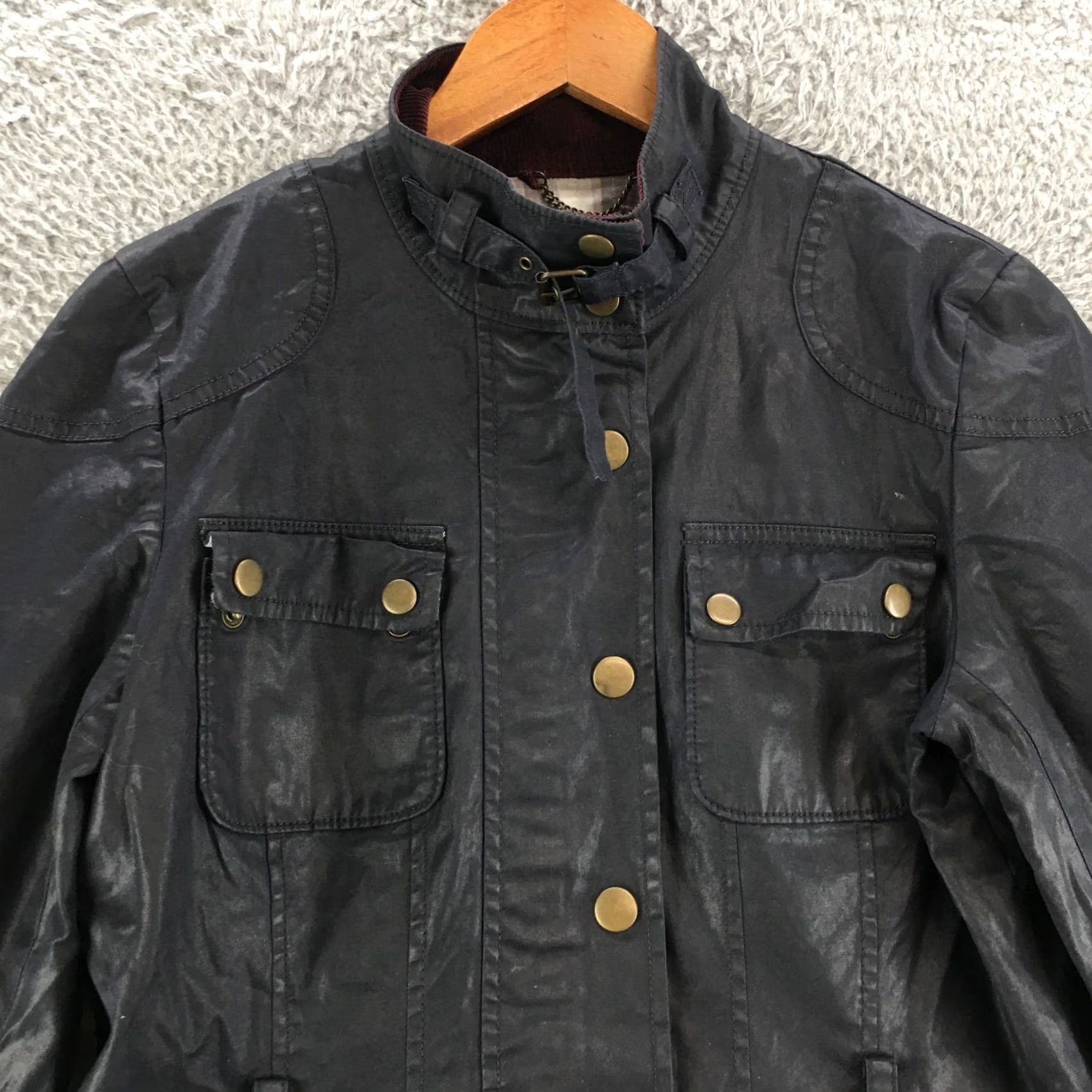 Banana Republic Banana Republic Faux Leather Jacket Womens Medium Black Button Up Mock Neck Jacket Size M / US 6-8 / IT 42-44 - 2 Thumbnail