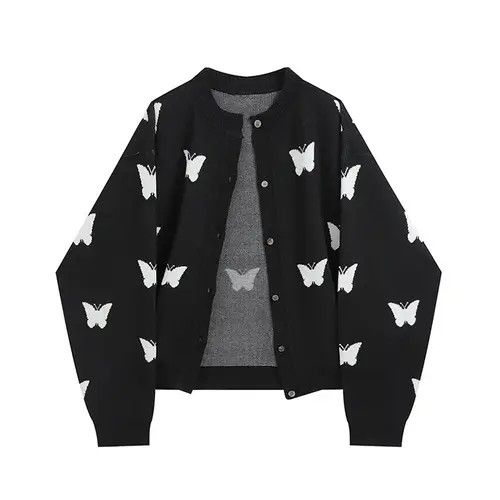 Japanese Brand 💥Harajuku Butterfly Long Sleeve Cardigan y2k Size US M / EU 48-50 / 2 - 1 Thumbnail