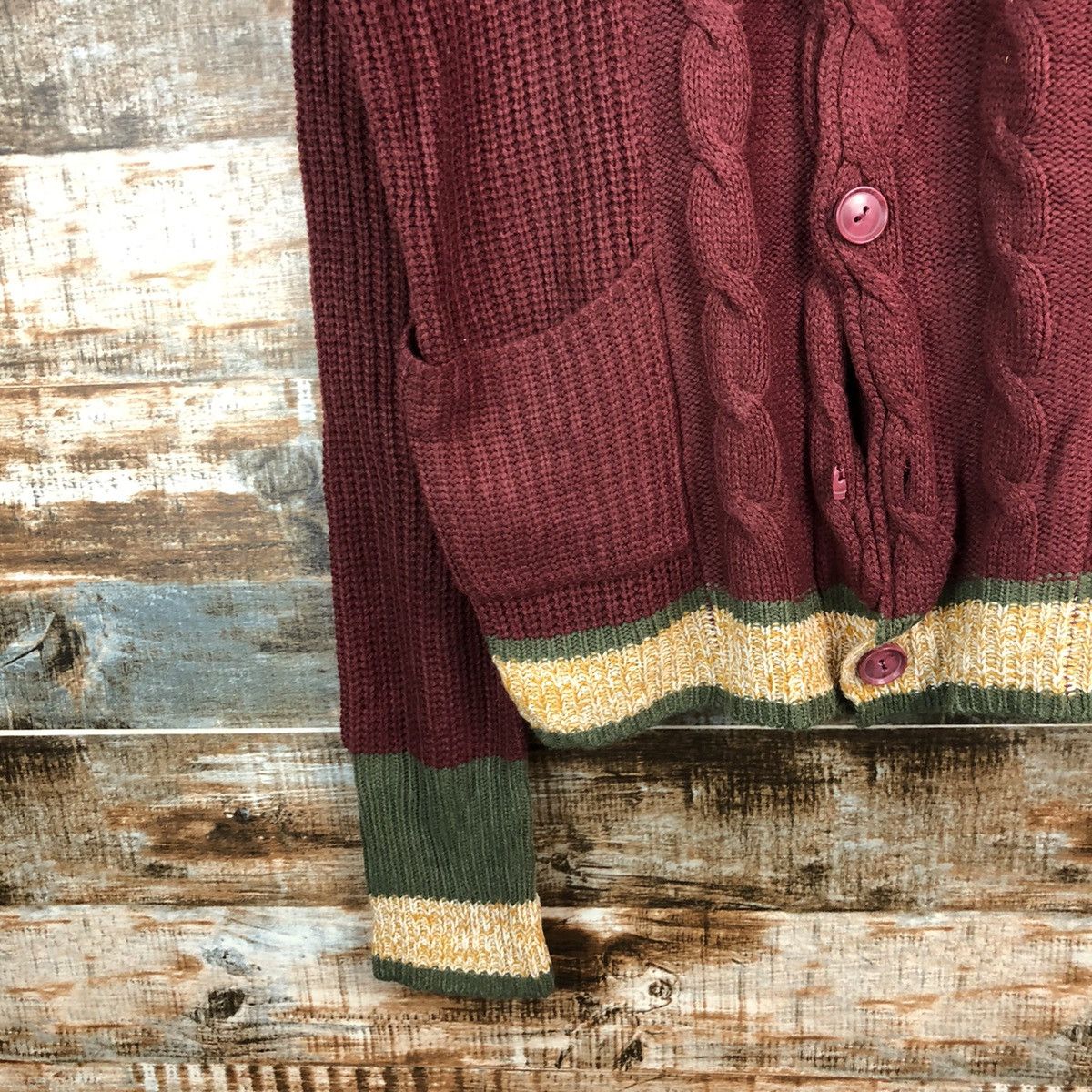 Japanese Brand Geleone original made Maroon Cardigan Knitwear #A1256 Size US L / EU 52-54 / 3 - 7 Thumbnail