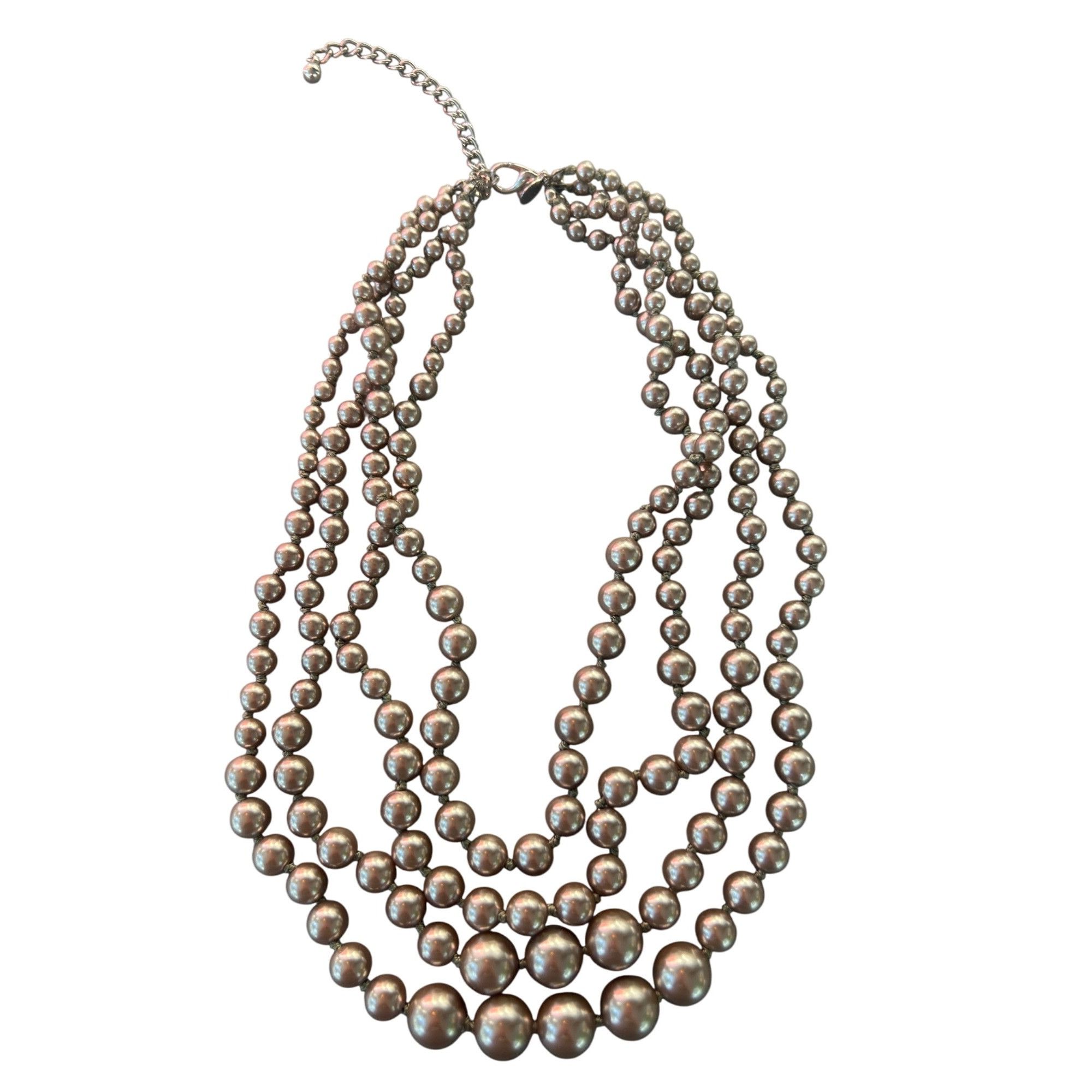Chicos Chicos Multi Strand Faux Pearl Necklace Layered Knotted Betw Size ONE SIZE - 3 Thumbnail