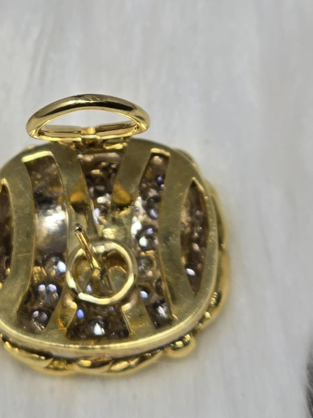 Other 18k Two-Tone Gold Pave Diamond Estate Omega Earrings 25.8g Size ONE SIZE - 6 Thumbnail